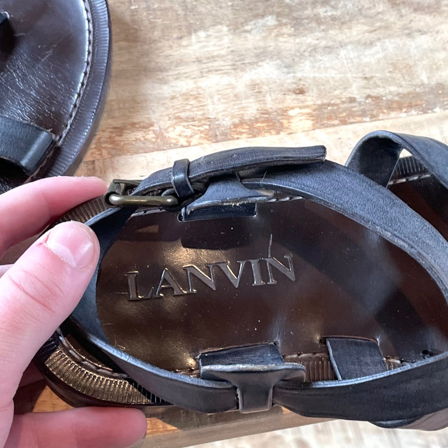 Lanvin Lanvin Anthracite Strap Sandals Size US 8 / EU 41 - 8 Thumbnail