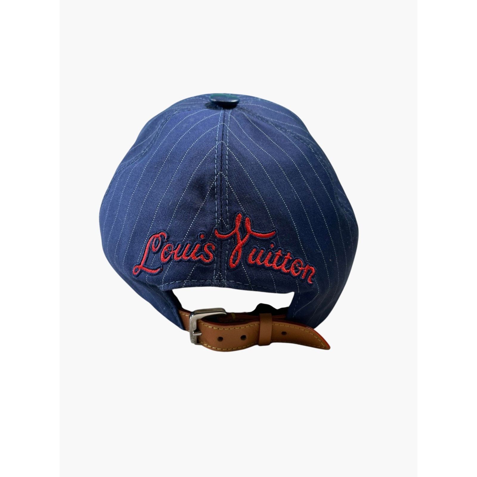 Louis Vuitton Louis Vuitton Pinstripe Embroidered Logo Navy Hat Size ONE SIZE - 2 Thumbnail