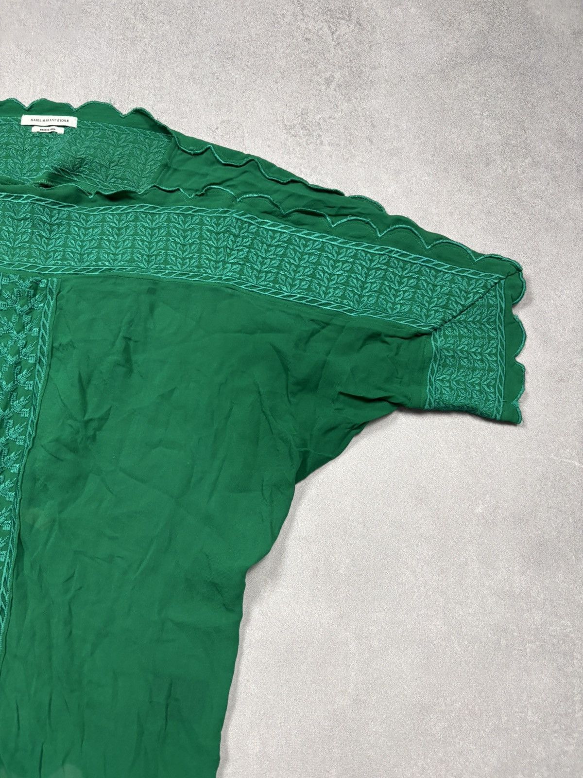 Isabel Marant Etoile Isabel Marant Étoile Green Embroidered Scallop Top Rare 48 Size XS / US 0-2 / IT 36-38 - 4 Thumbnail