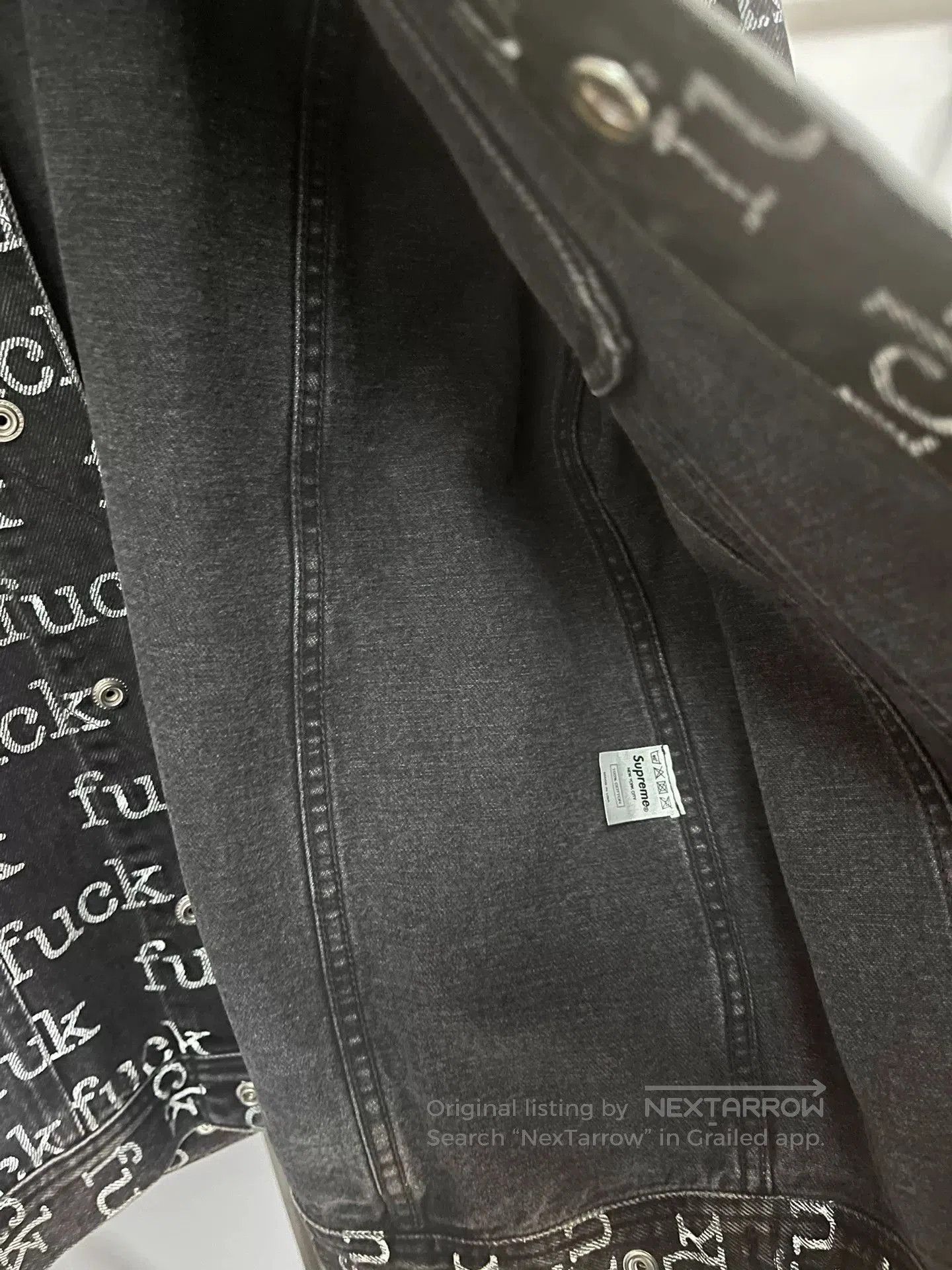 Supreme Supreme 'Fuck' Text Black Denim Jacket. Size US L / EU 52-54 / 3 - 3 Thumbnail