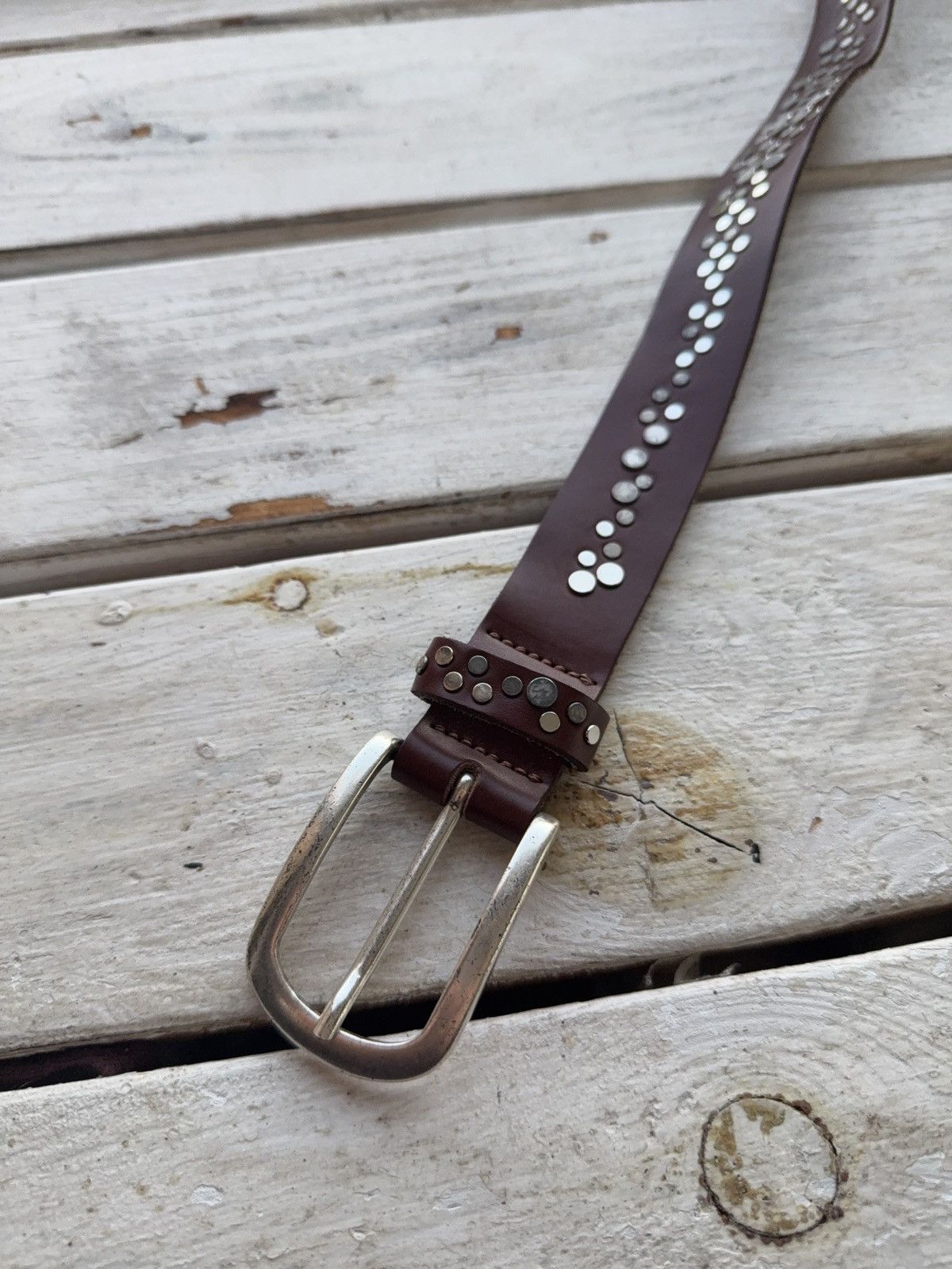 Hysteric Glamour Vintage Leather Belt Y2K Rhinestones Punk Metal Avant Garde Size ONE SIZE - 6 Thumbnail