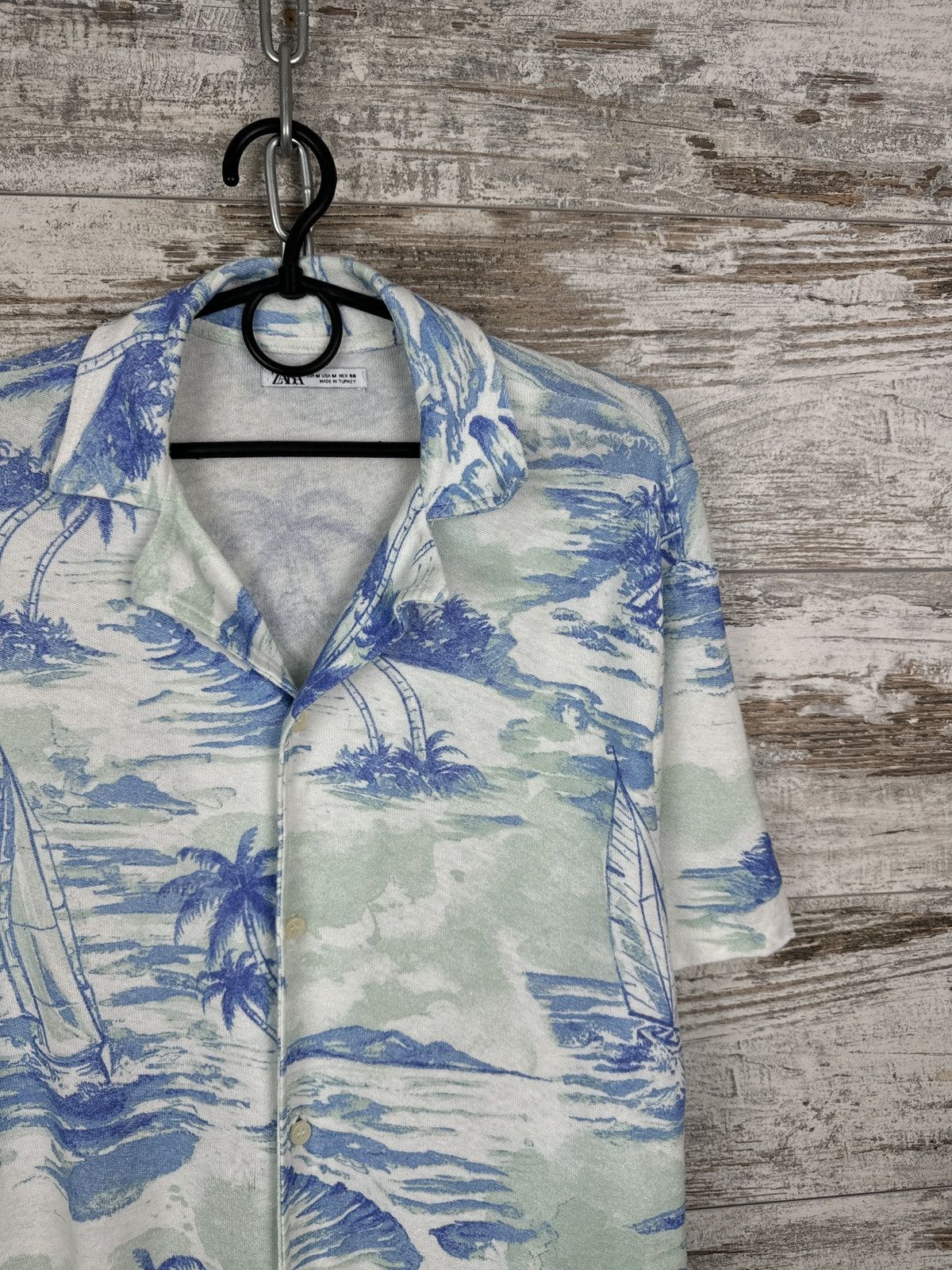 Zara Mens Zara Hawaiian shirt art crazy overprinted old money Size US M / EU 48-50 / 2 - 3 Thumbnail