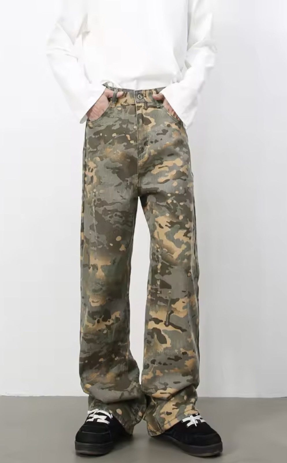 Japanese Brand Camo Denim Pants - Wide Leg Tactical Streetwear Trousers Size US 33 - 1 Thumbnail
