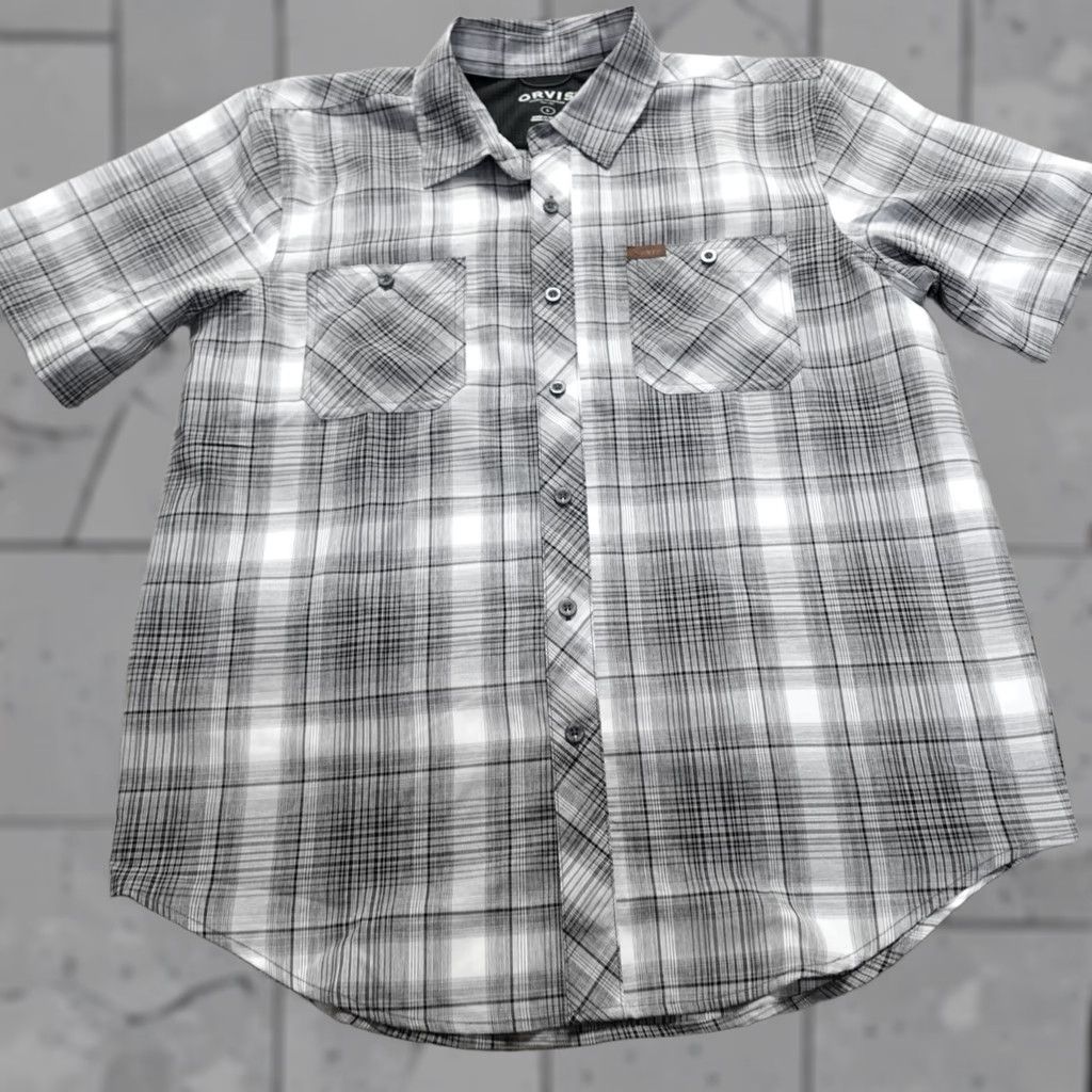 Orvis Orvis Mens Shirt Large Gray Plaid Performance Outdoors Shirt Button-Up Short Sleeve Gray Plaid Mens Home Outdoor Fish Career Mens Size US L / EU 52-54 / 3 - 1 Thumbnail