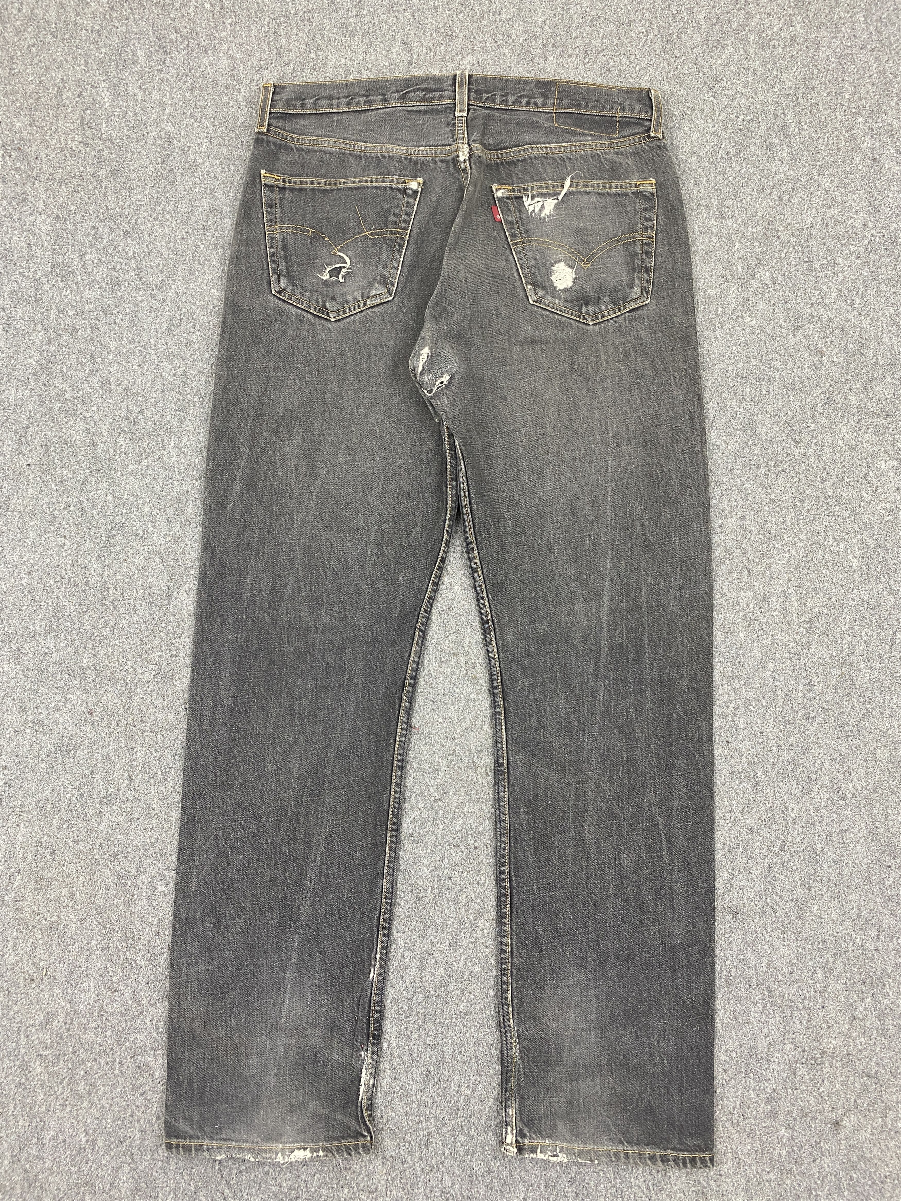 Levi's Vintage 90s Levis 501 Distressed Faded Black Jeans Size US 33 - 3 Thumbnail