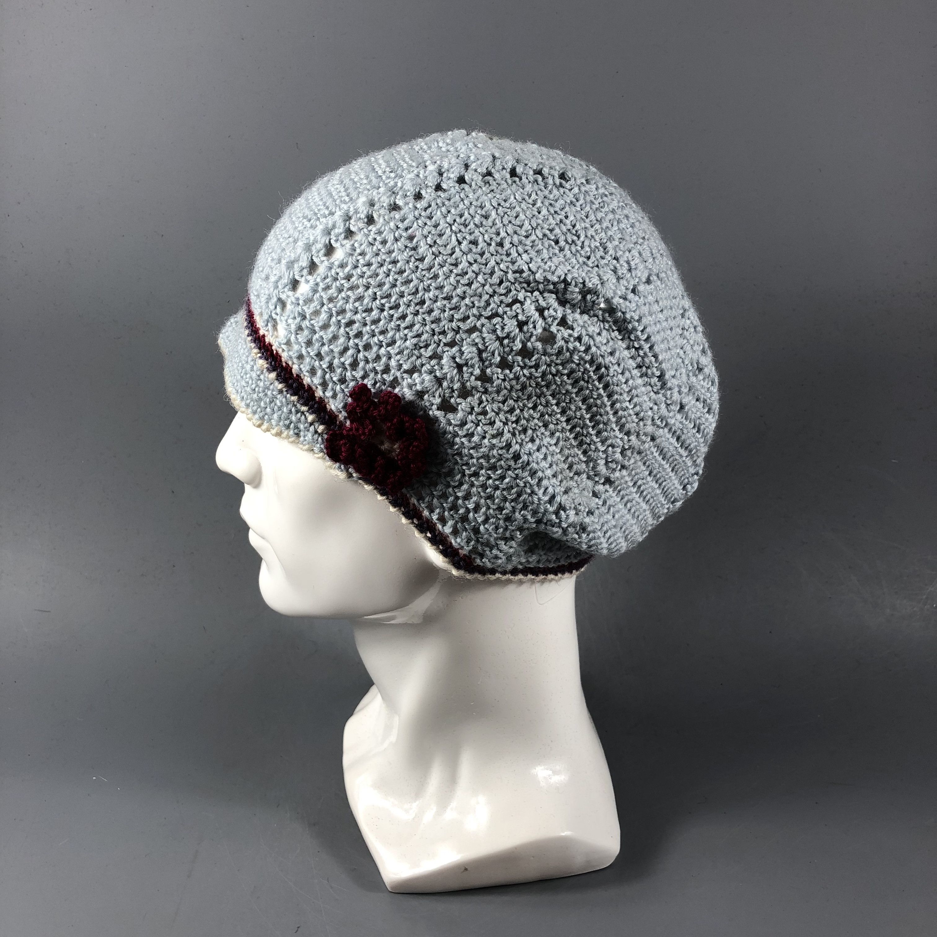 Vintage Knit Crochet Visor Beanie Snowcap Snow Hat B704 Size ONE SIZE - 2 Thumbnail