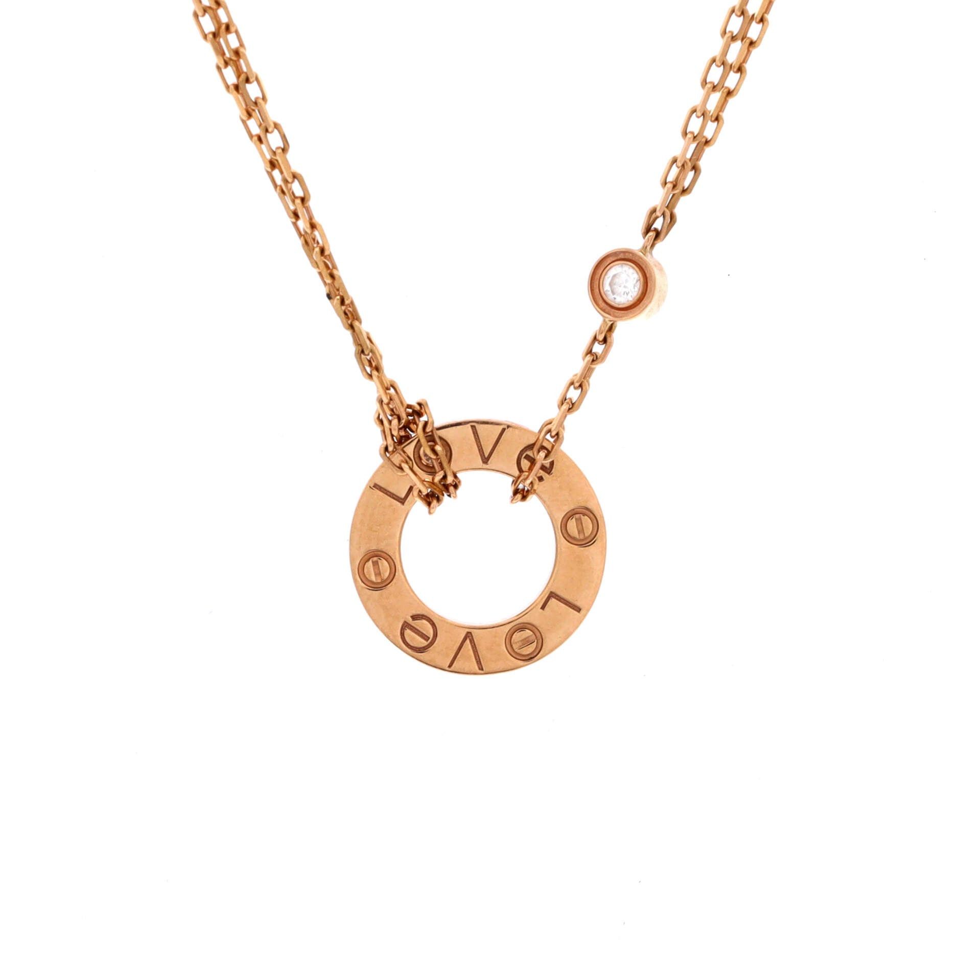 Cartier 2 Diamonds Love Pendant Necklace Size ONE SIZE - 1 Thumbnail