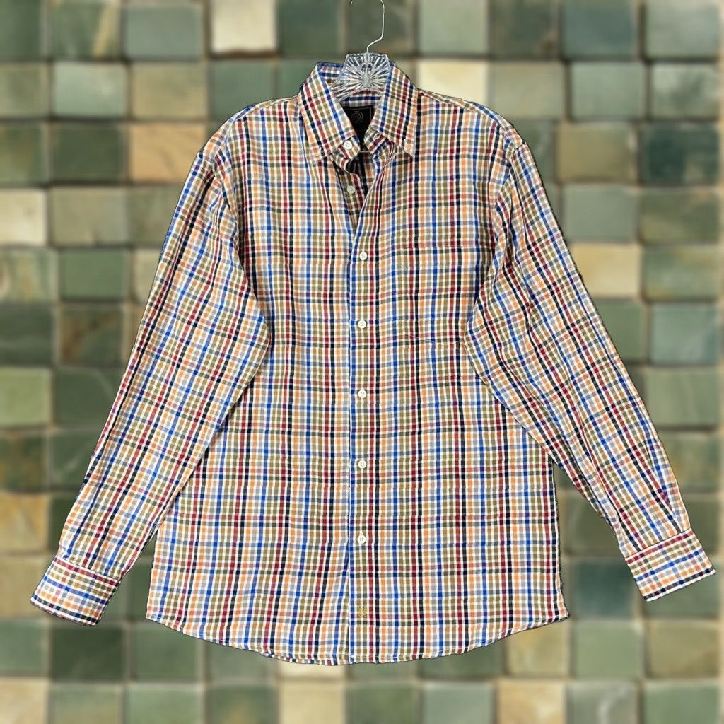 Vintage FX Fusion Men's Plaid Button Up Long Sleeve Shirt Orange M Size US M / EU 48-50 / 2 - 1 Thumbnail