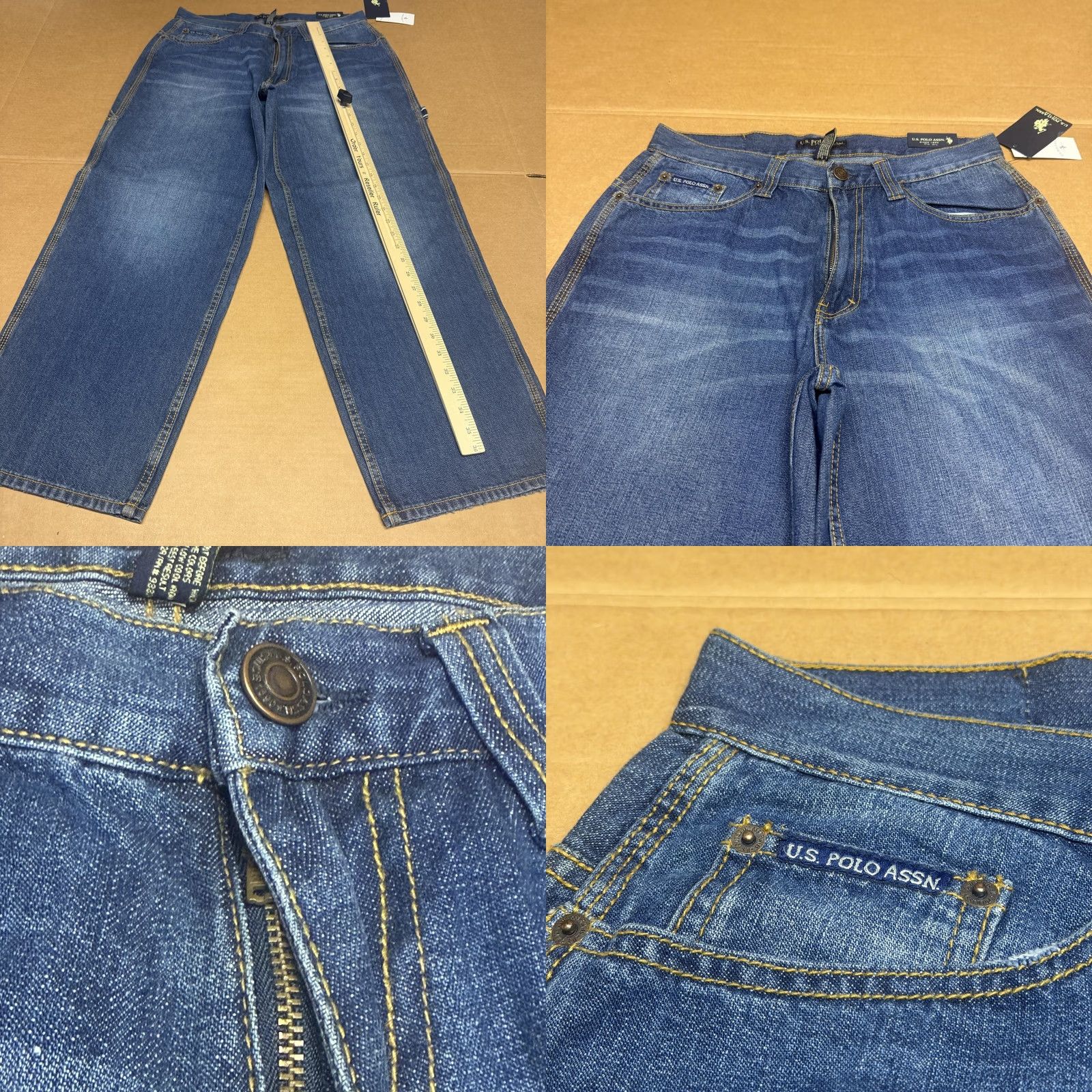 U.S. Polo Assn. U.S. Polo Assn. Carpenter Jeans Mens 33x30 Blue Wash Relaxed Straight Denim Size US XS / EU 42 / 0 - 9 Thumbnail