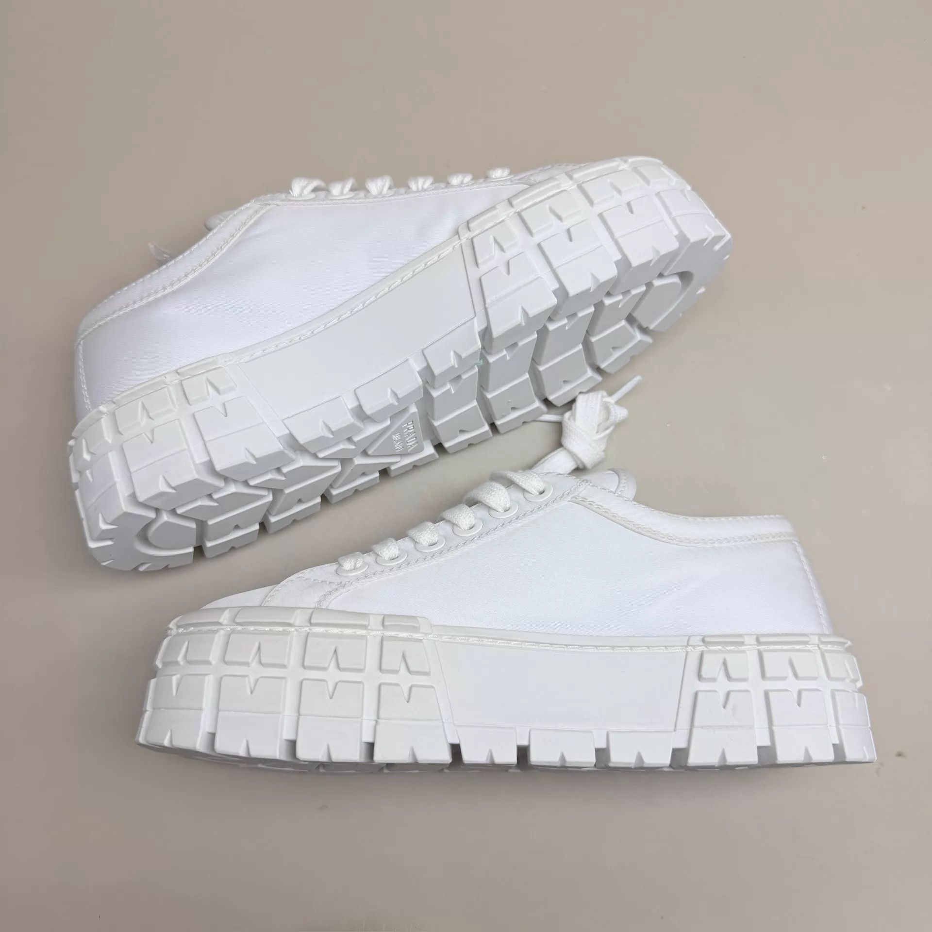 Prada Prada White Triangle Logo Platform Cracker Sneakers 37 Size US 6.5 / IT 36.5 - 5 Thumbnail