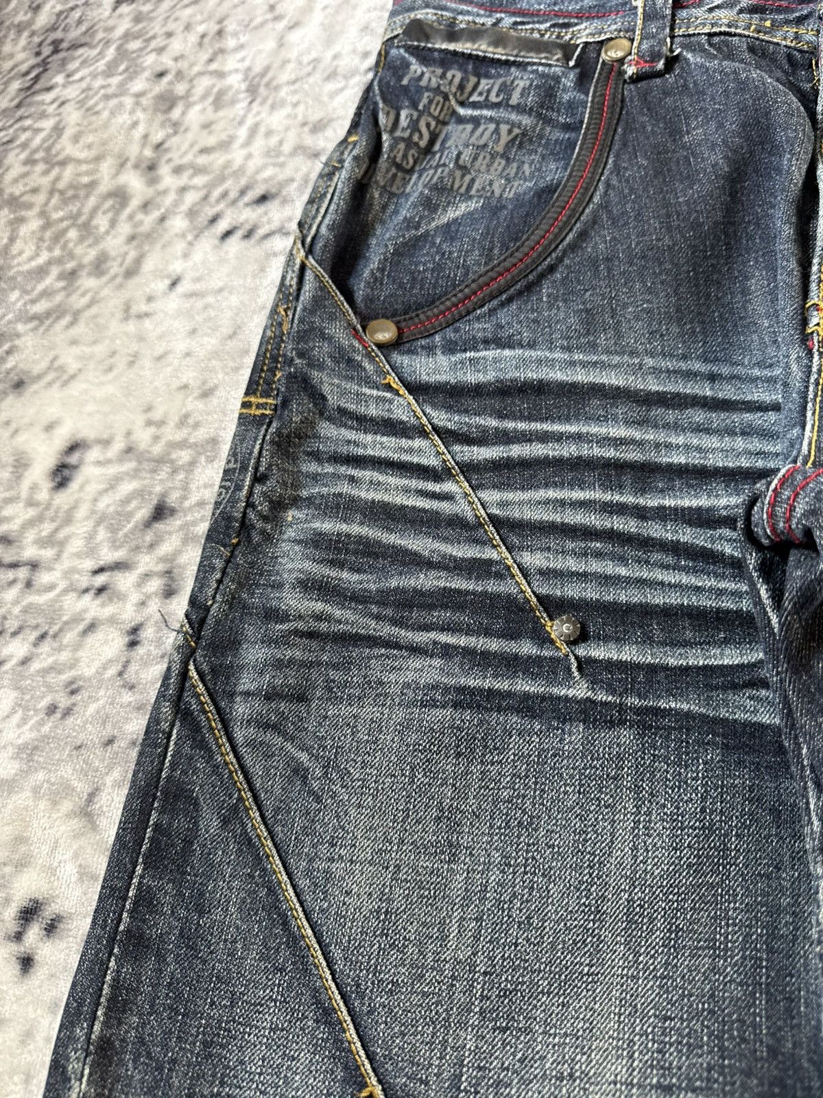 Japanese Brand Lemans Japan Claw Mark Whiskers Shadow Wash Jeans Size US 29 - 11 Thumbnail