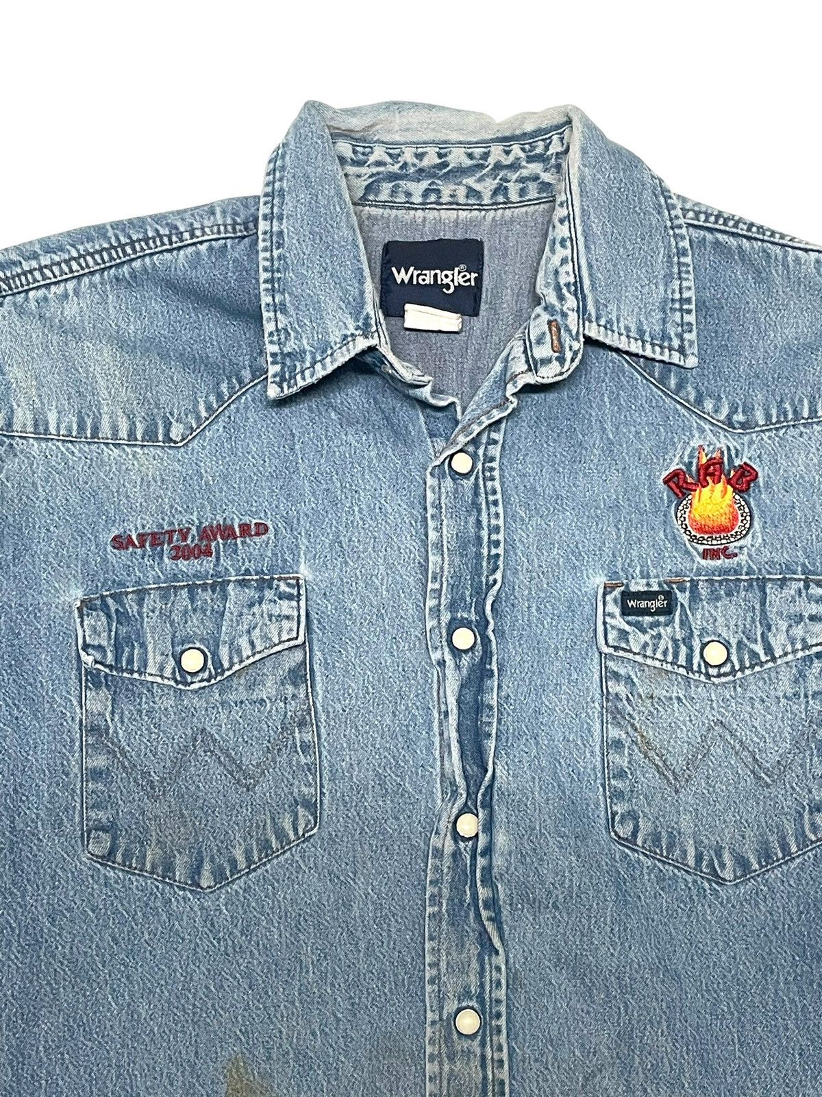 Vintage × Wrangler Vintage cowboy 90s pearl snap polo wrangler distress shirt Size US L / EU 52-54 / 3 - 1 Thumbnail