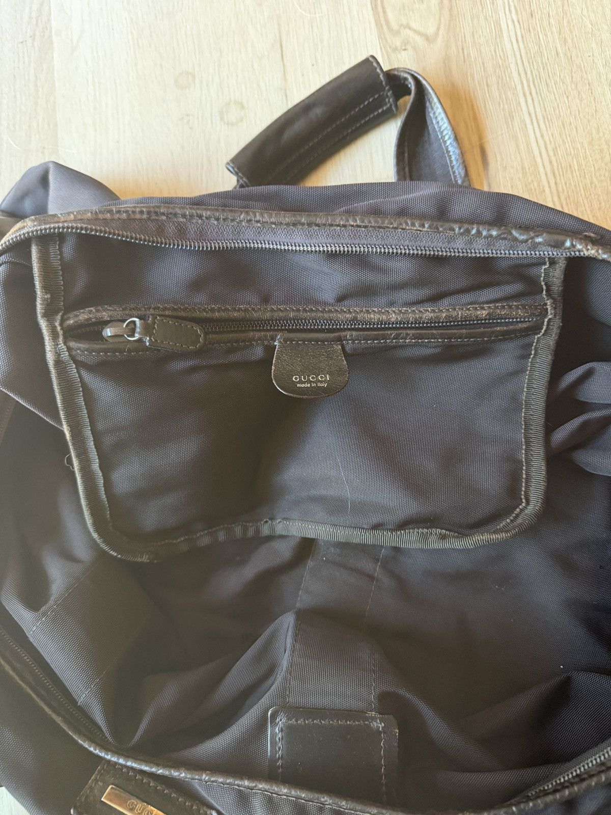 Gucci Gucci Tom Ford Vintage Brown Nylon & Leather Travel Tote Bag Size ONE SIZE - 12 Thumbnail