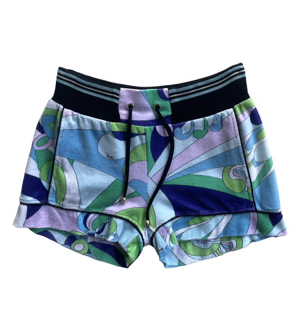 image of Emilio Pucci Velvet Women Shorts in Royal/Sky Blue/White (Size 26)