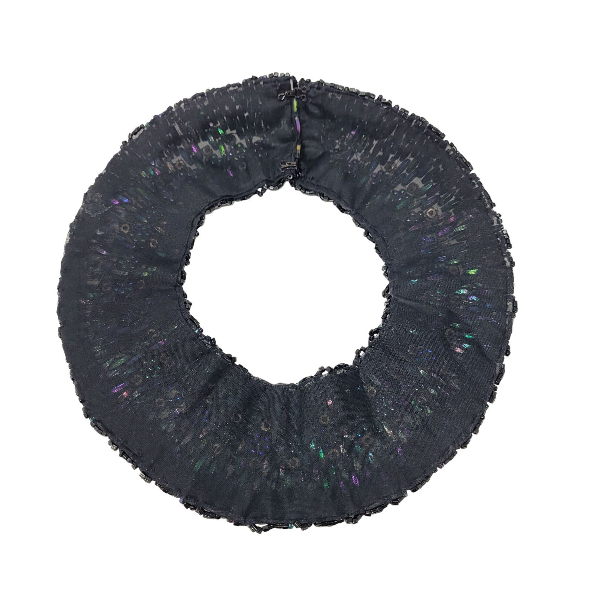 Handmade Vintage Handcrafted AB Oil Slick Beaded Statement Bib Collar Size ONE SIZE - 4 Thumbnail
