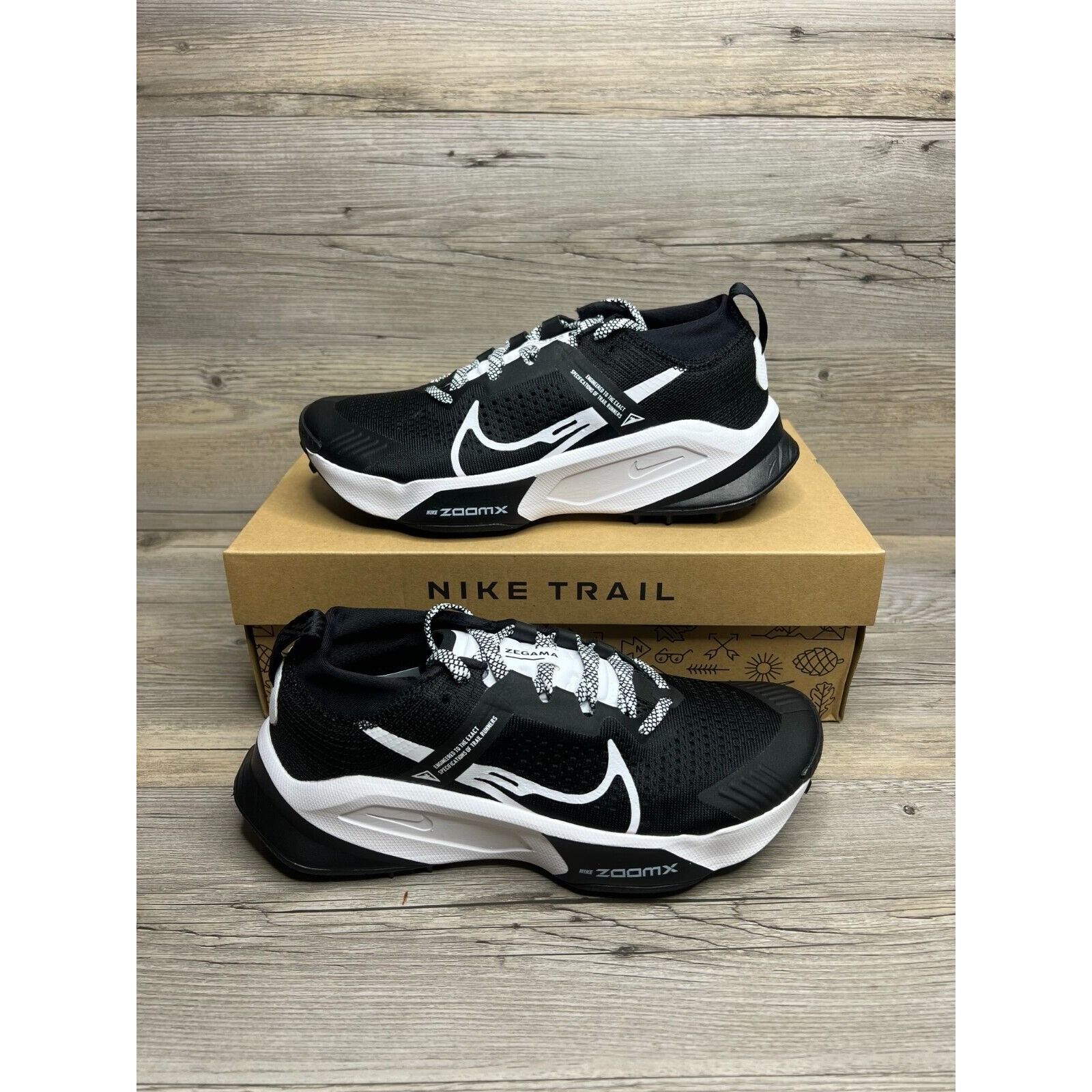 image of Nike Zoomx Zegama Trail Womens Size 7.5 Black White Shoes