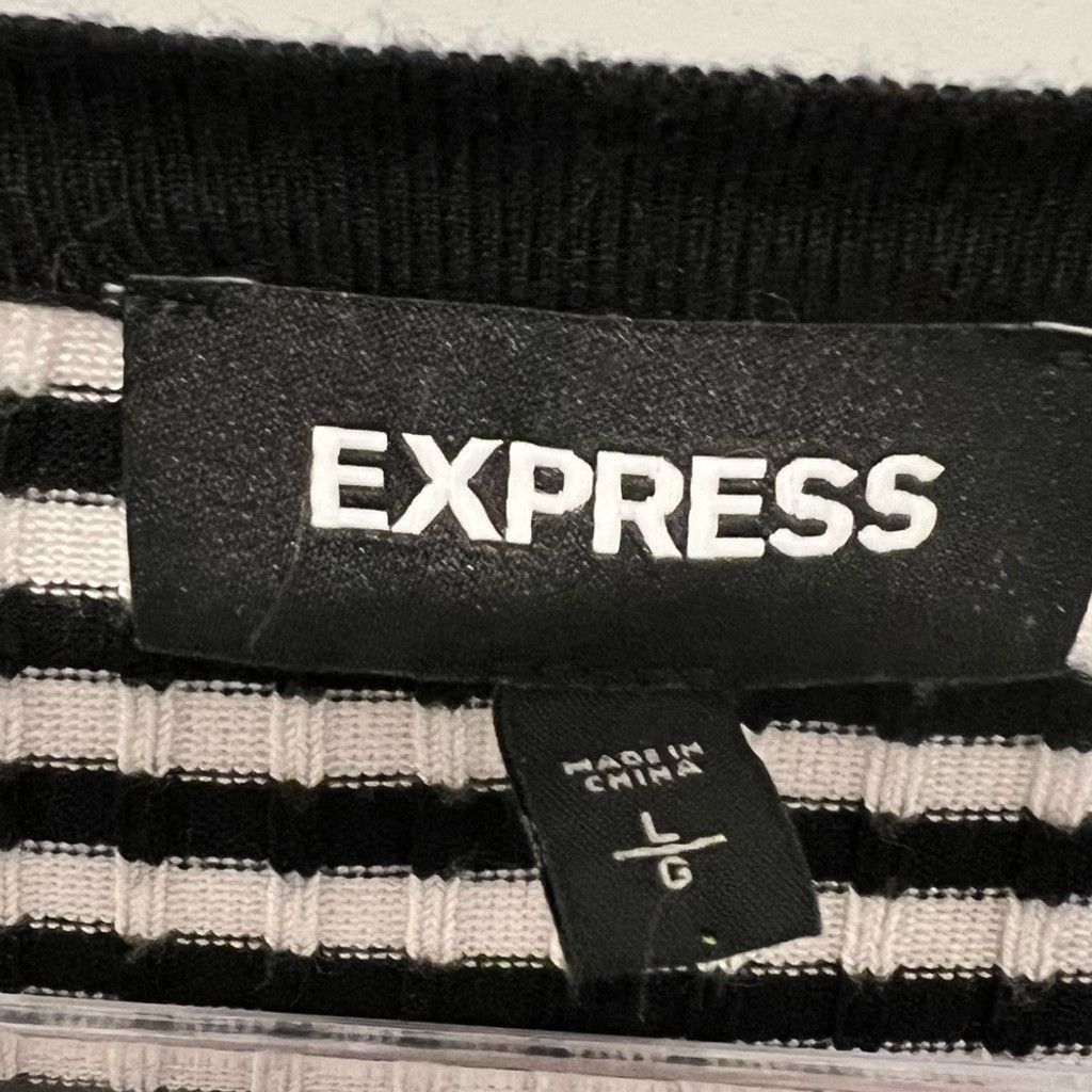 Express Gently Worn Express Black and White Strip Cardigan Size L / US 10 / IT 46 - 3 Thumbnail