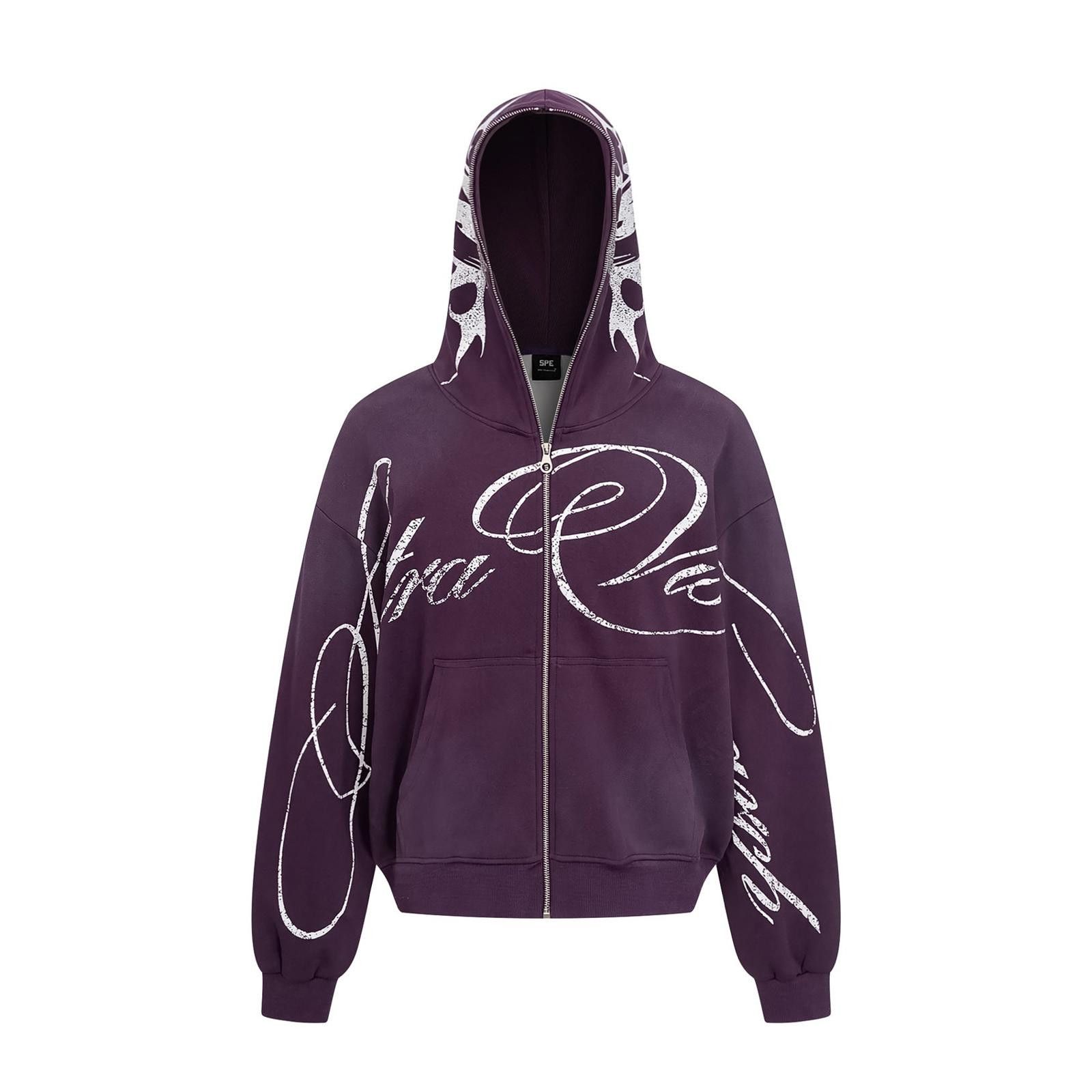 Japanese Brand y2k Style Letters Graphic Zip-Up Hooded Sweatshirt Size US M / EU 48-50 / 2 - 1 Thumbnail