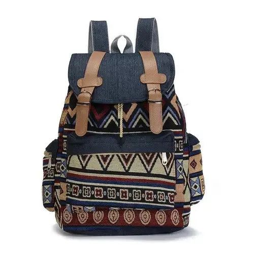 Japanese Brand Unisex Pattern Printing Canvas Backpack Size ONE SIZE - 1 Thumbnail