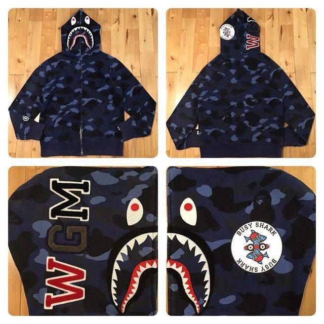 Bape BAPE Blue camo Shark full zip hoodie a bathing ape Size US M / EU 48-50 / 2 - 1 Thumbnail