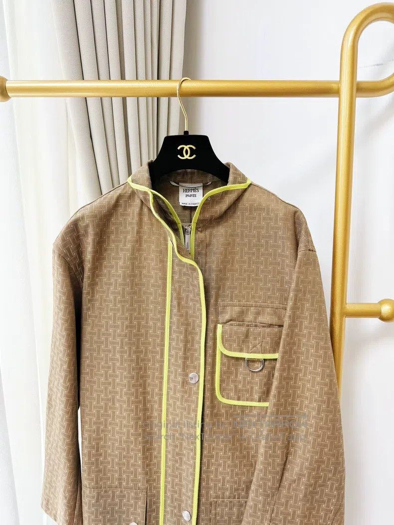 Hermes Hermes Brown and Green Color Block Long Coat Jacket Size XS / US 0-2 / IT 36-38 - 3 Thumbnail