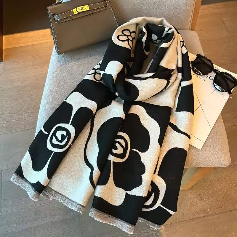 Other Elegant Floral Soft Acrylic Cashmere Scarf Shawl Size ONE SIZE - 3 Thumbnail