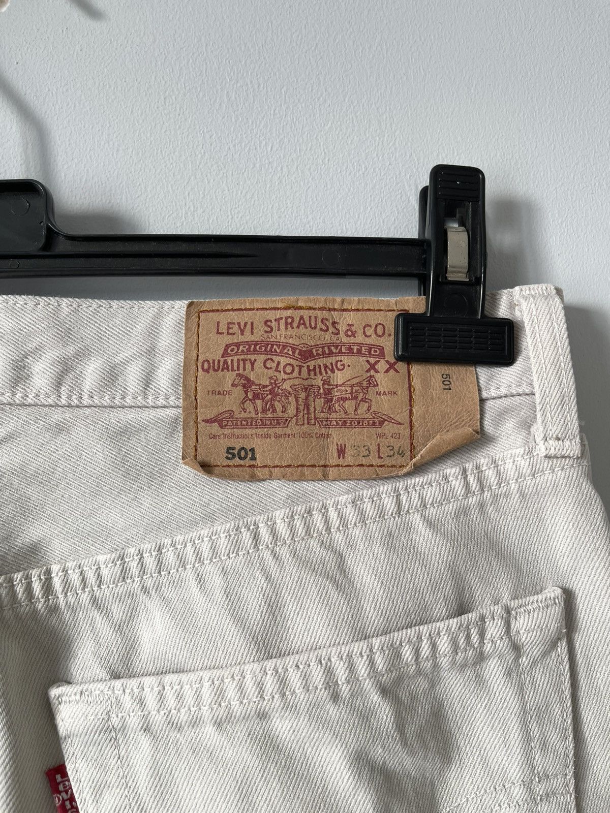 Levi's Vintage 90's Levis 501 Straight Beige Denim Jeans USA Made Size US 32 / EU 48 - 10 Thumbnail