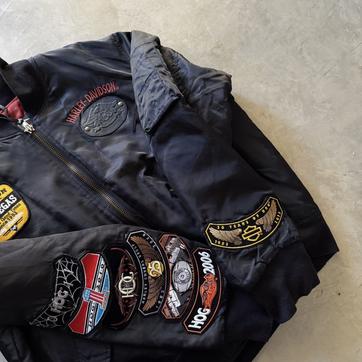 Harley Davidson Vintage Harley Davidson Owners Group(HOG) MA-1 Bomber Jacket Size US L / EU 52-54 / 3 - 11 Thumbnail