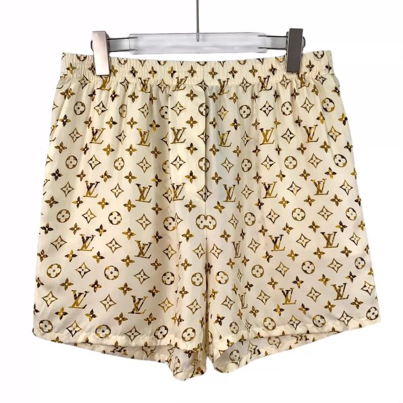 Louis Vuitton Beige mulberry silk logo print full print ca