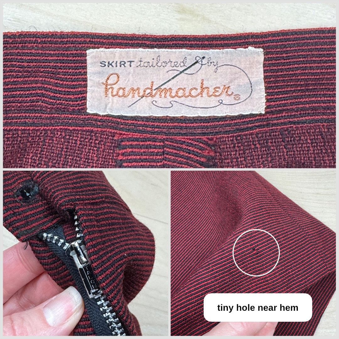 Vintage Vintage 1950s Red and Black Pinstripe A-Line Midi Skirt Size 26" / US 2 / IT 38 - 4 Thumbnail