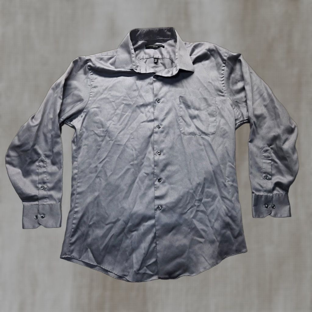 Geoffrey Beene VINTAGE Geoffrey Beene Dress Shirt Long Sleeve Adult Men's Gray 16.5 Wrinkle Resistant Business Formal Classic Fit Size US L / EU 52-54 / 3 - 1 Thumbnail