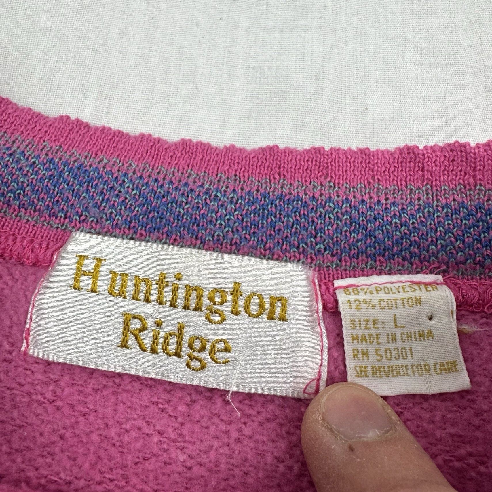 Pinko VINTAGE Huntington Ridge Floral Sweatshirt Women’s Large Pink 90s Crewneck Pullover Activewear Size L / US 10 / IT 46 - 7 Thumbnail