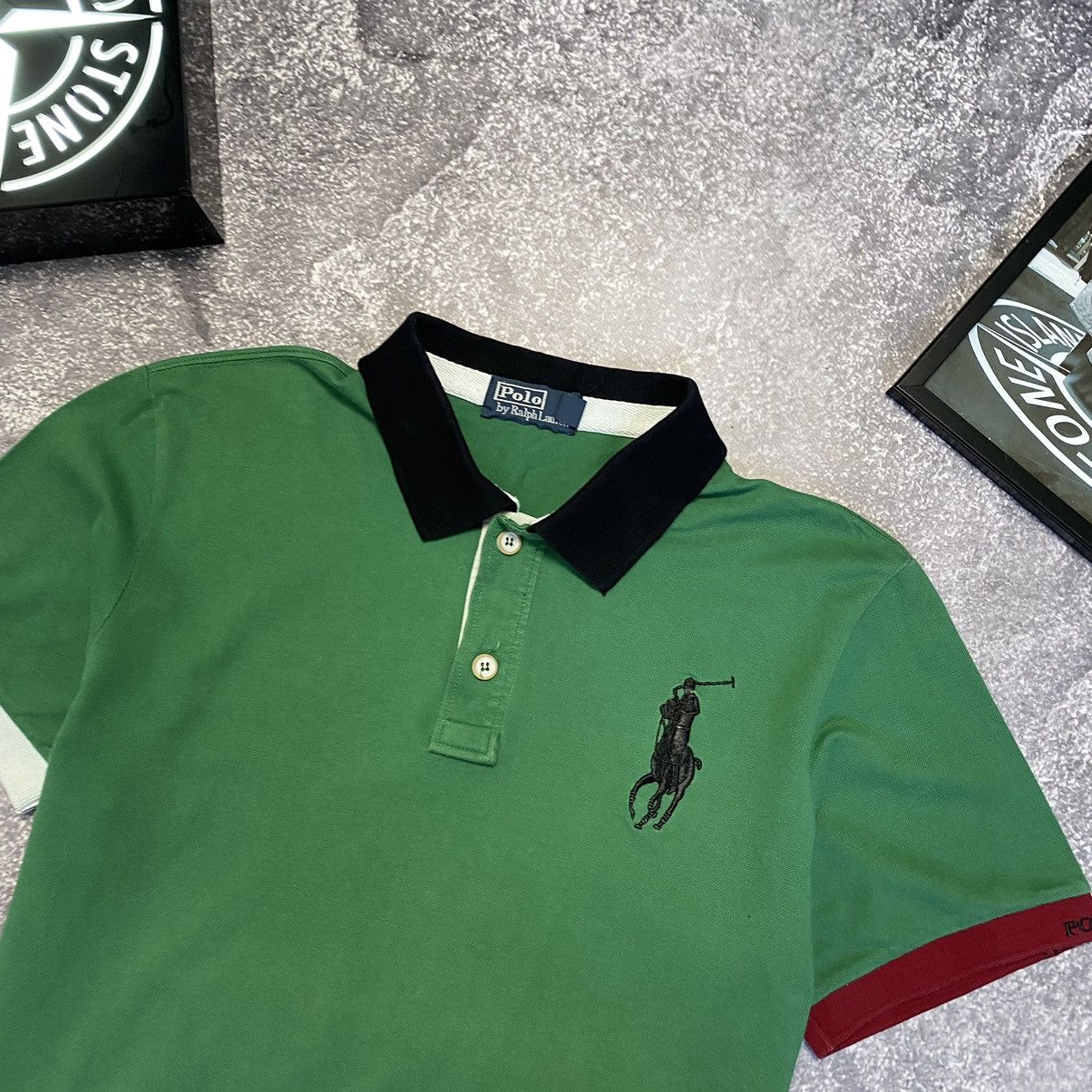 Other Vintage Polo Ralph Lauren Big Logo Basic green polo Size US XL / EU 56 / 4 - 3 Thumbnail