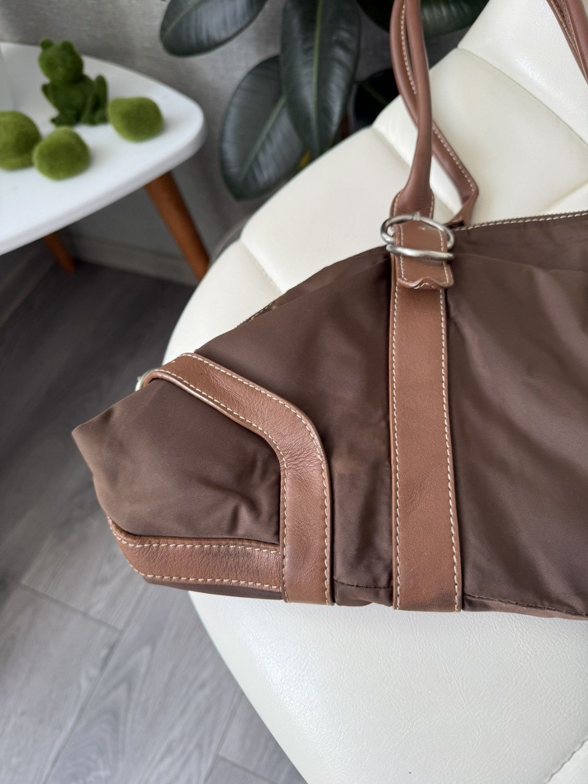 Prada Vintage 00s Prada Triangle Logo Nylon & Leather Brown Bag Size ONE SIZE - 19 Thumbnail