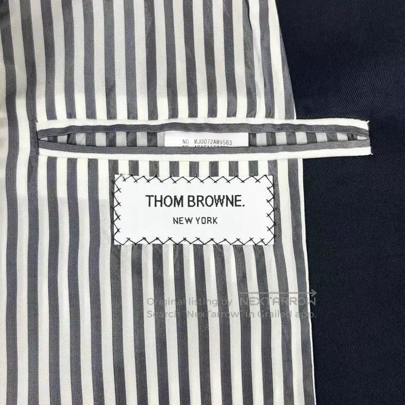 Thom Browne Thom Browne Navy Blue Lined Striped Sleeve Patch Zip-Up Ba Size US M / EU 48-50 / 2 - 5 Thumbnail