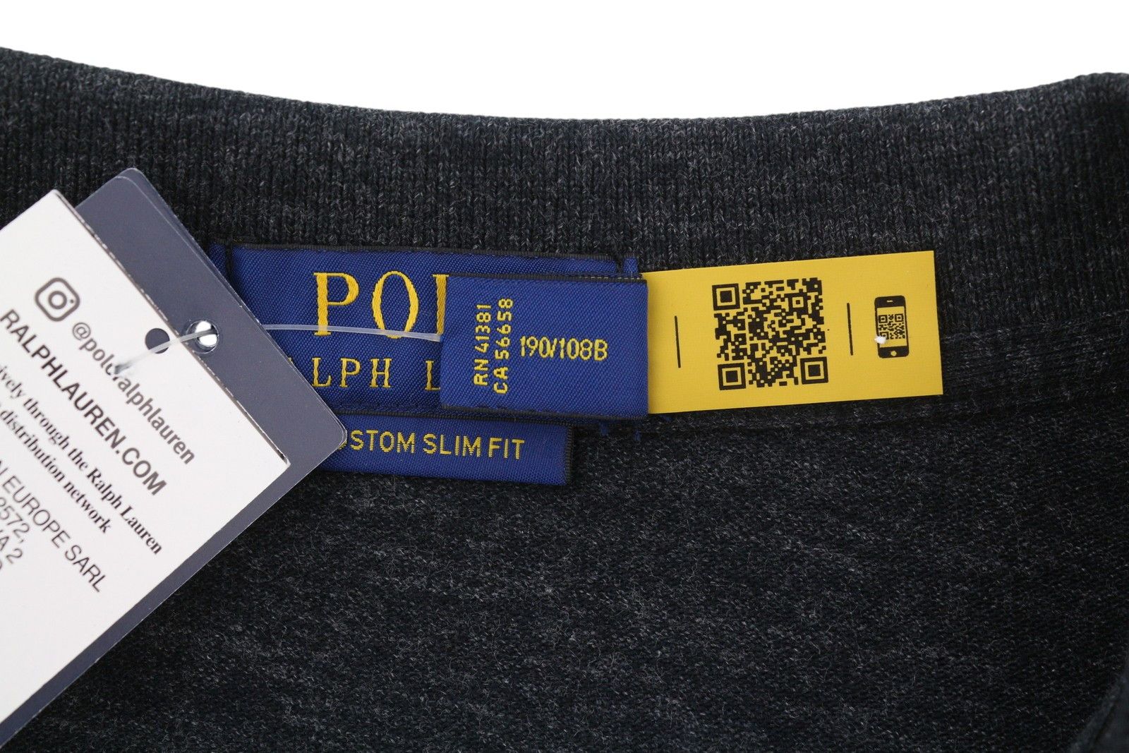 Ralph Lauren CUSTOM SLIM FIT 2XL Black Melange Cotton 87895 Size US XXL / EU 58 / 5 - 8 Thumbnail