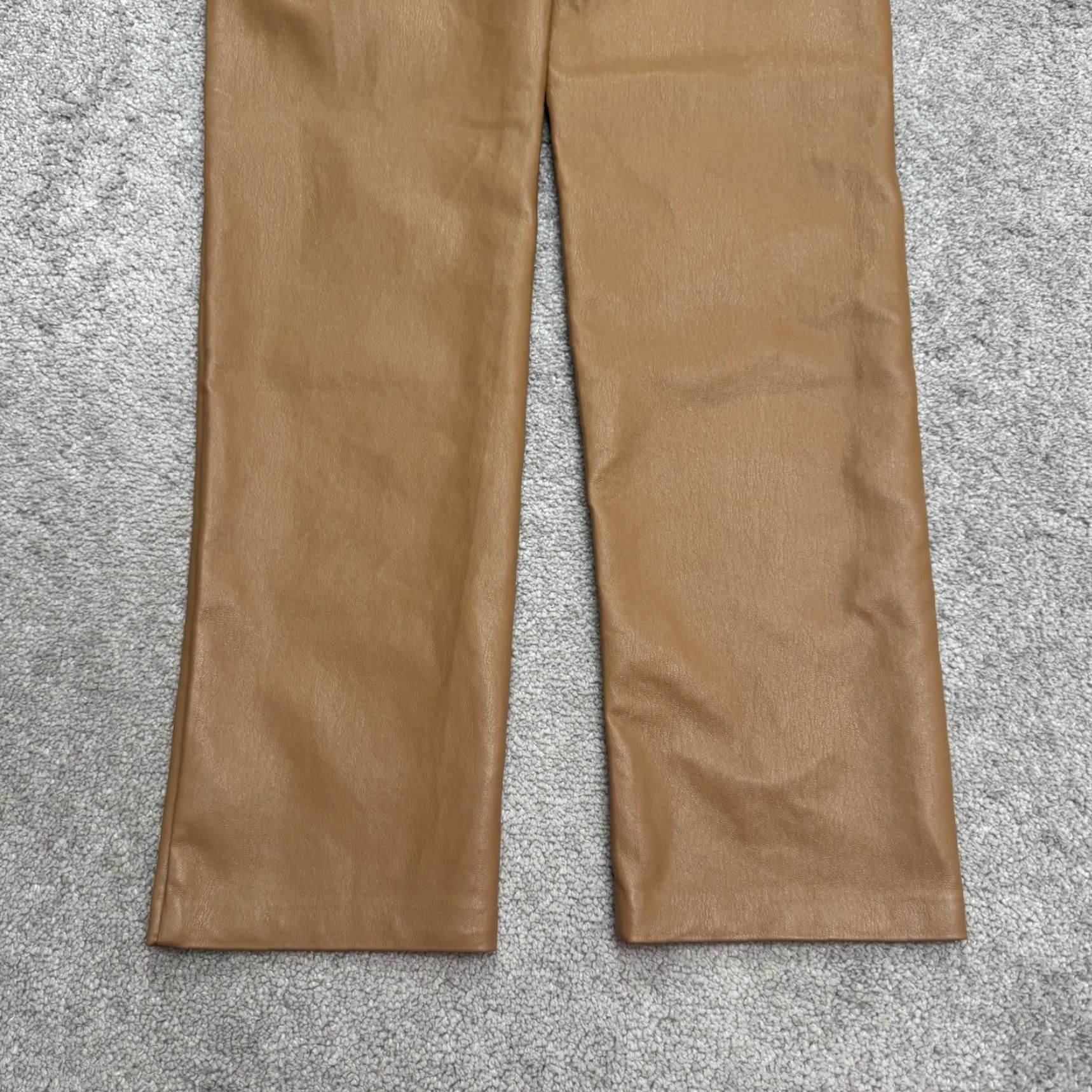 Vintage Wilfred Melina Faux Leather Straight Leg Trouser Pants Womens 4 Brown Size 27" / US 4 / IT 40 - 4 Thumbnail