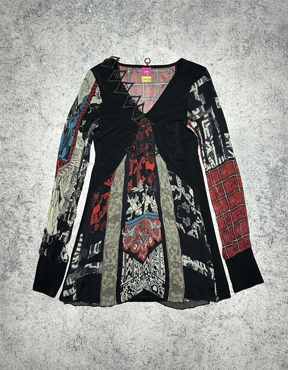 Jean Paul Gaultier Save The Queen Silk Mesh Printed Dress Top Size L / US 10 / IT 46 - 1 Thumbnail