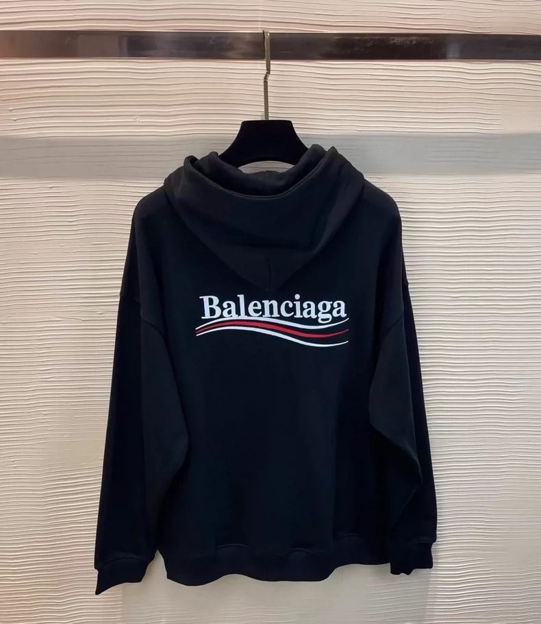 Balenciaga Balenciaga Black letter sea wave embroidered hooded sweate Size US XS / EU 42 / 0 - 2 Thumbnail