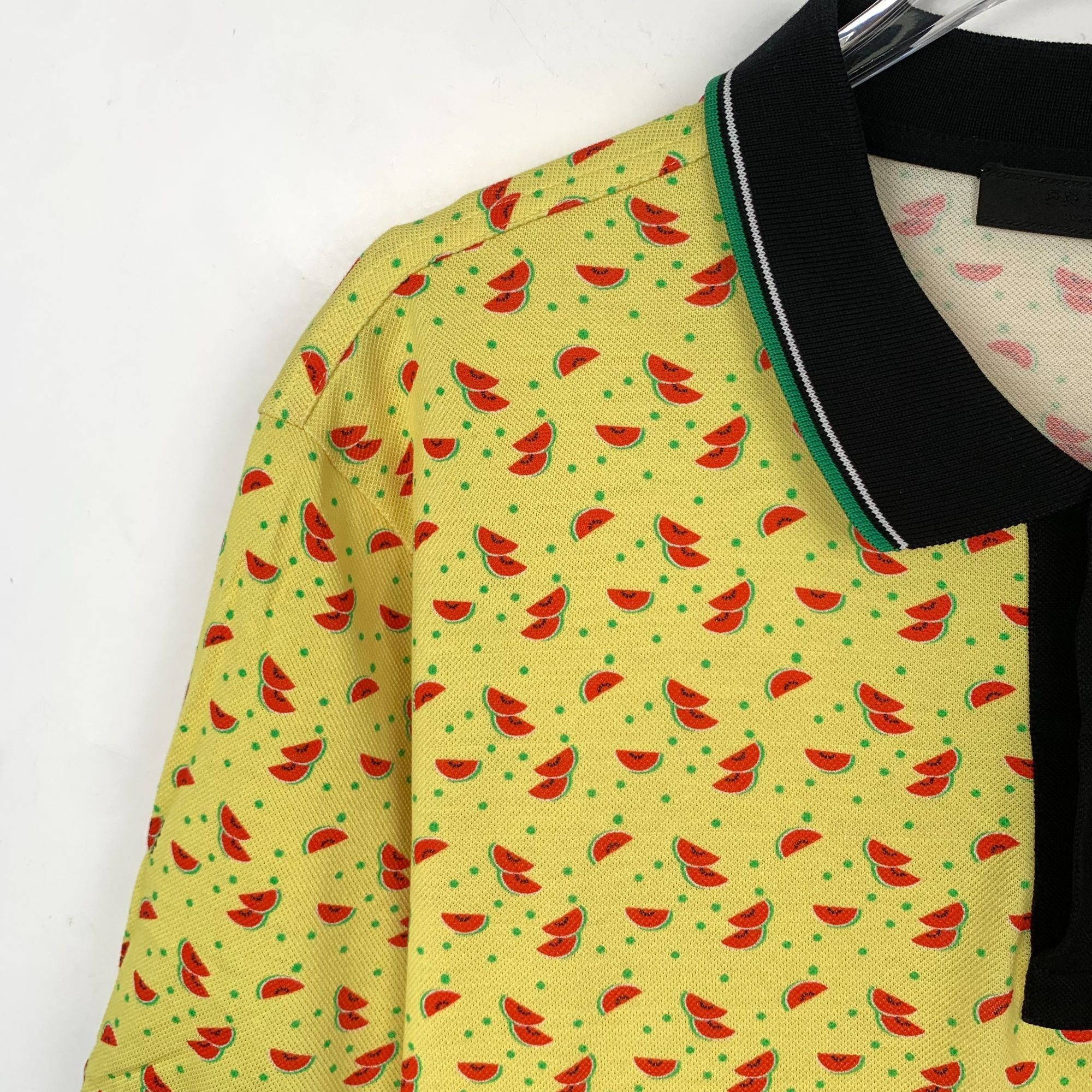 Prada Prada Yellow Watermelon Print Short Sleeve Polo Shirt (Size Size US M / EU 48-50 / 2 - 7 Thumbnail