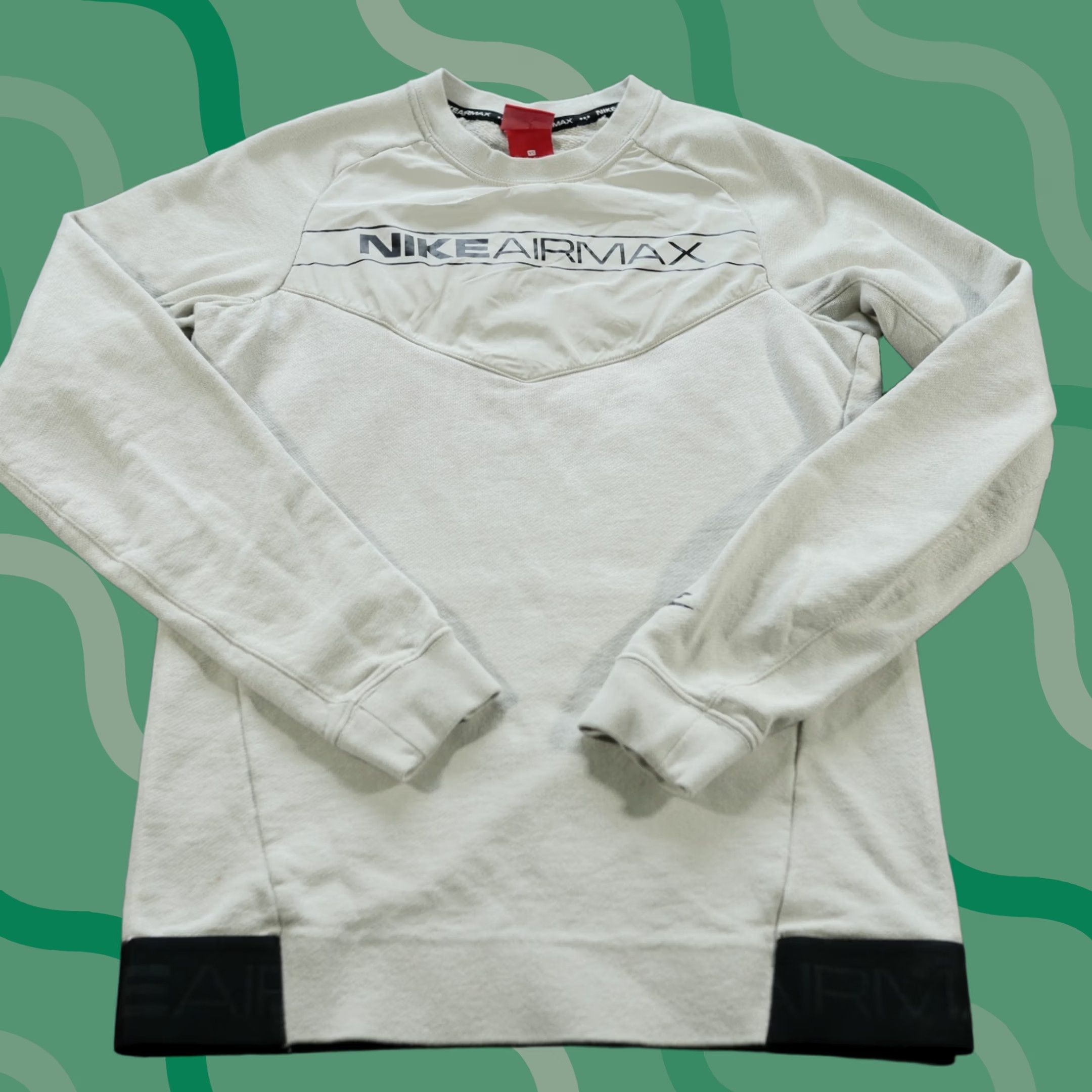 Nike VINTAGE Nike Sweatshirt Mens XS Beige Air Max Big Logo Spell Out Sweater Pullover Size US XS / EU 42 / 0 - 1 Thumbnail