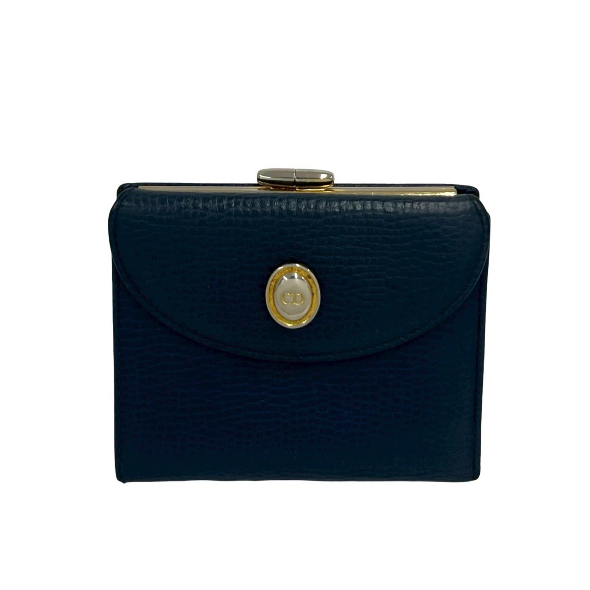 Dior Christian Dior Vintage CD Logo Leather Bi-fold Wallet (Navy) 34424 Size ONE SIZE - 1 Thumbnail