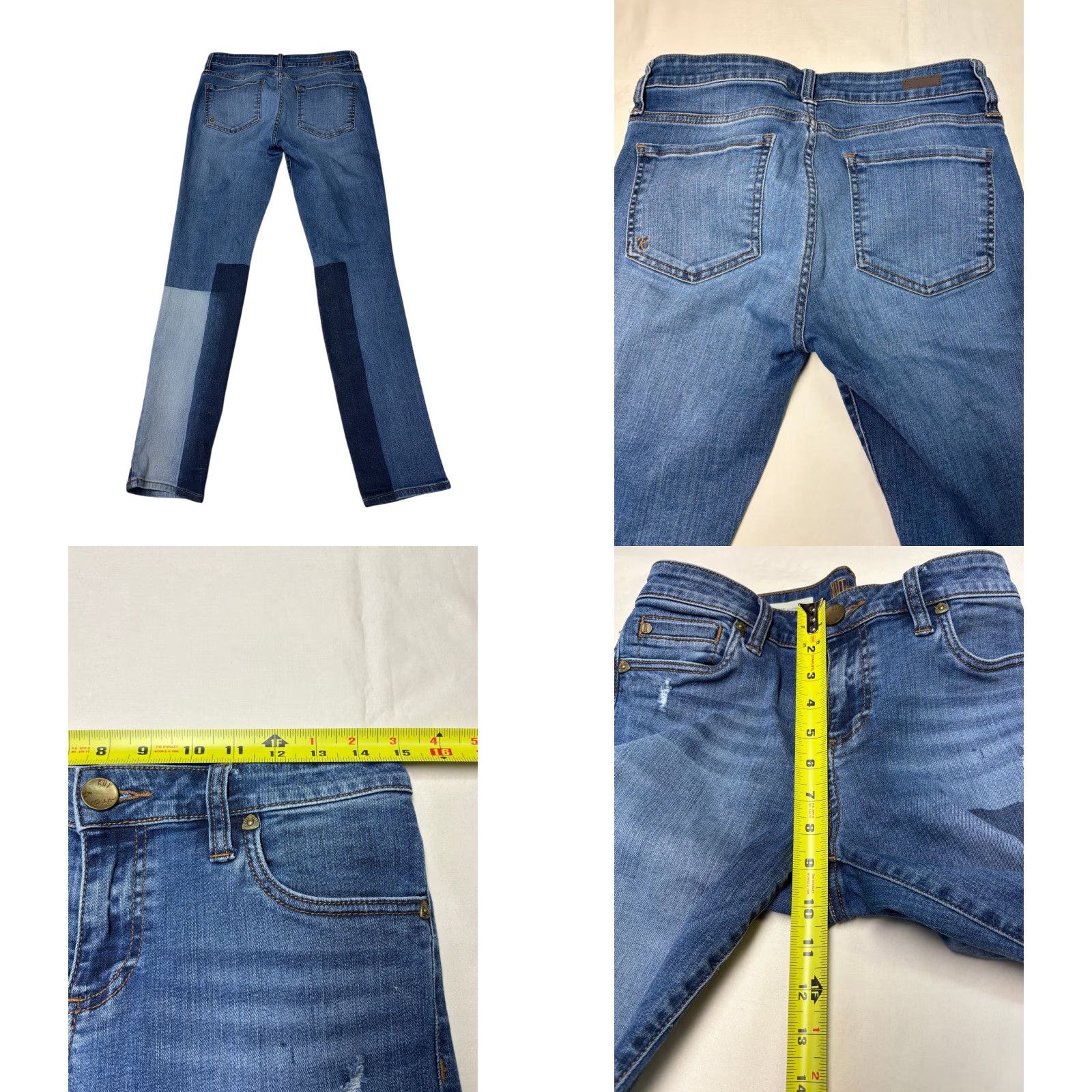 Vintage KUT from the Kloth Catherine Boyfriend Jeans Women's Patchwork Distressed Blue Jeans Size 2 Regular Mid Rise Adults Mens Womens Boys Girls Size 26" / US 2 / IT 38 - 8 Thumbnail