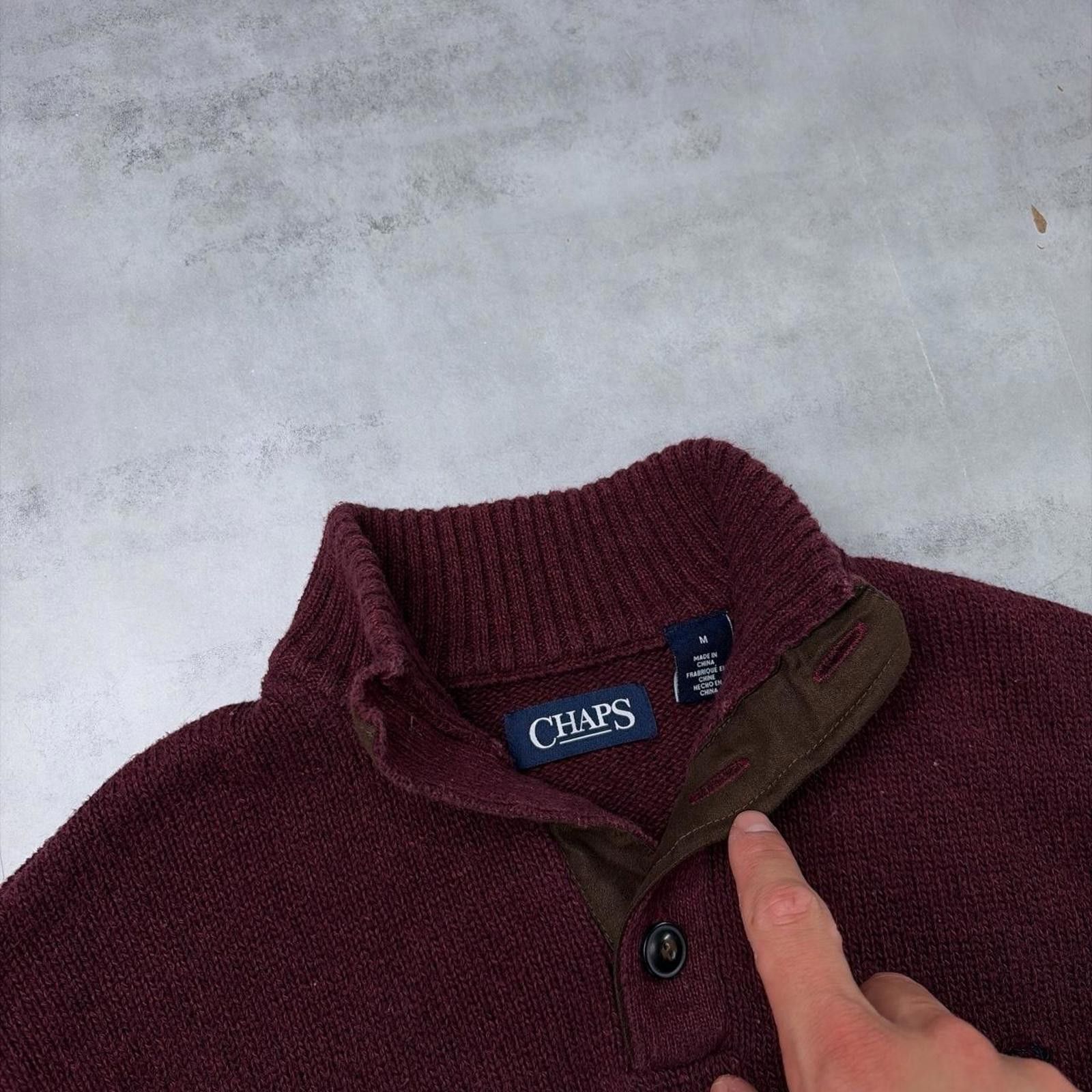 Chaps Y2K Chaps Ralph Lauren Knit Leather Patch Button Up Sweater Size US M / EU 48-50 / 2 - 7 Thumbnail