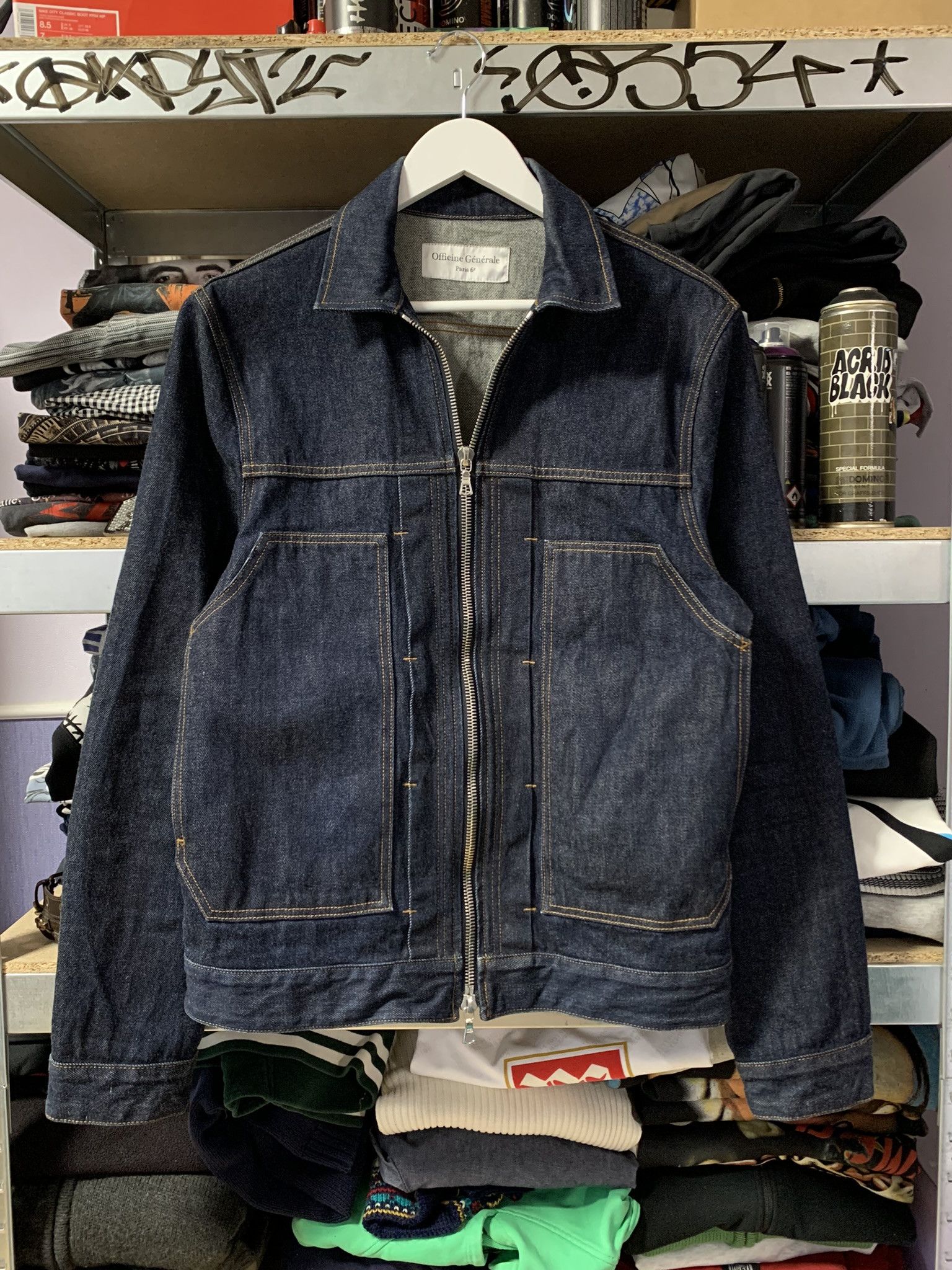 Officine Generale Officine Generale Cillian Denim Zip Trucker Jacket - M Size US M / EU 48-50 / 2 - 1 Thumbnail