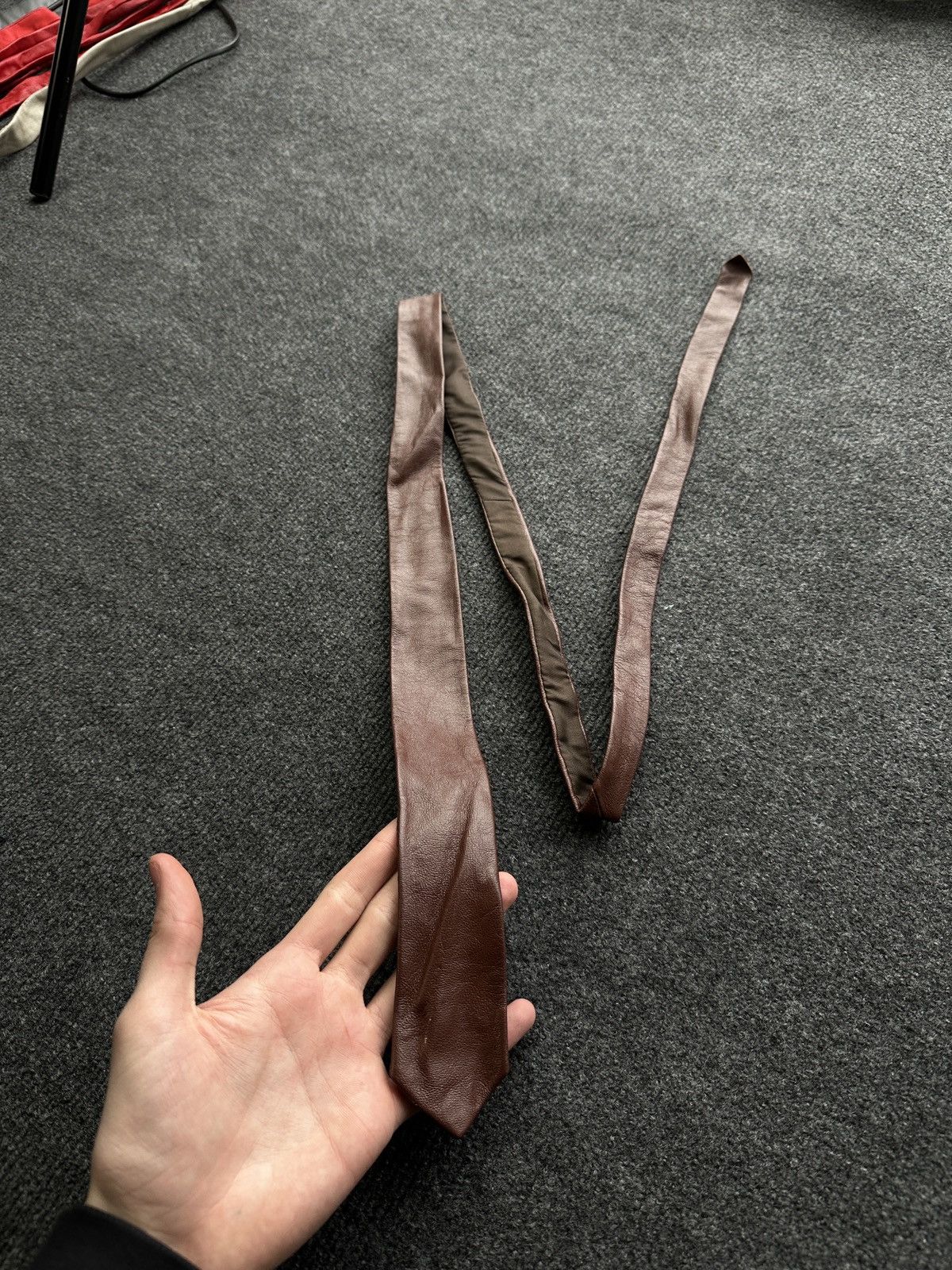 Other 🚨 LEATHER BROWN ITALY TIE LUXURY VNTG RARE OLD MONEY Size ONE SIZE - 1 Thumbnail