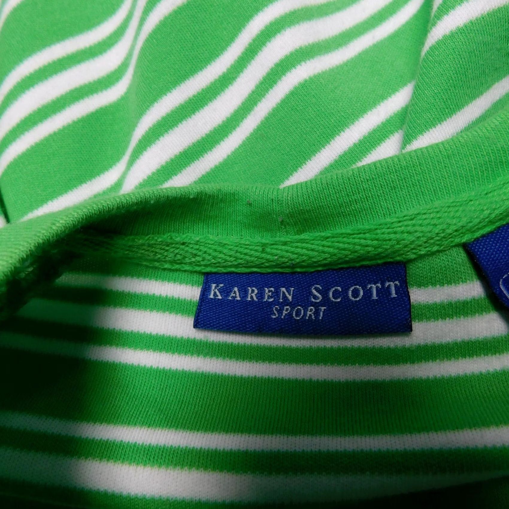 Vintage Karen Scott Sport Top Medium Green Crew Neck 3/4 Sleeve Stripe Womens Size M / US 6-8 / IT 42-44 - 3 Thumbnail