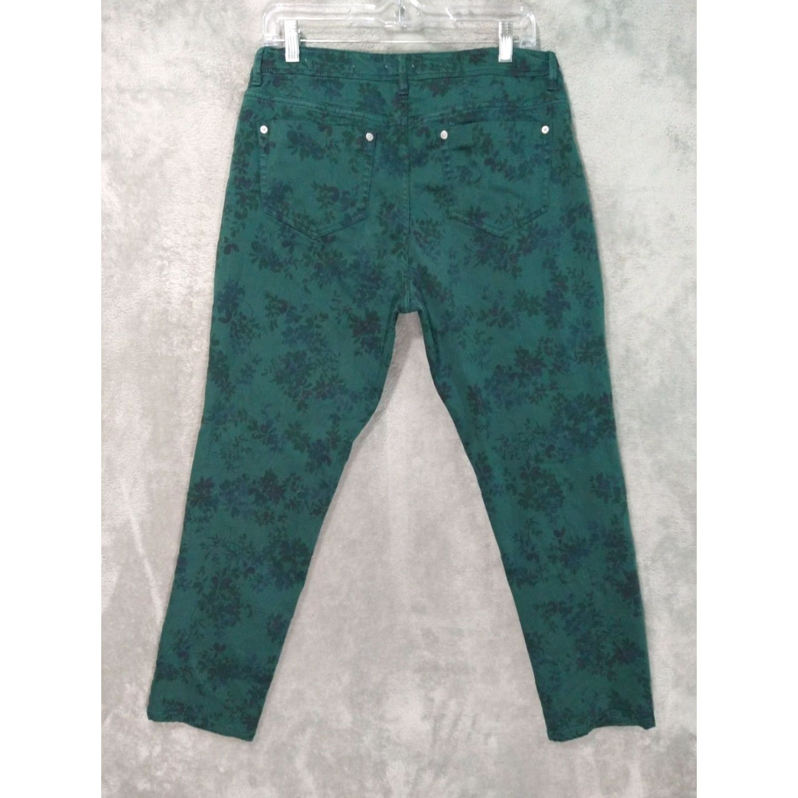 J. Jill J.Jill Jeans Denim Floral Slim Ankle Mid Rise 12 Green 5-Pocket Womens Size 34" / US 12 / IT 48 - 2 Thumbnail