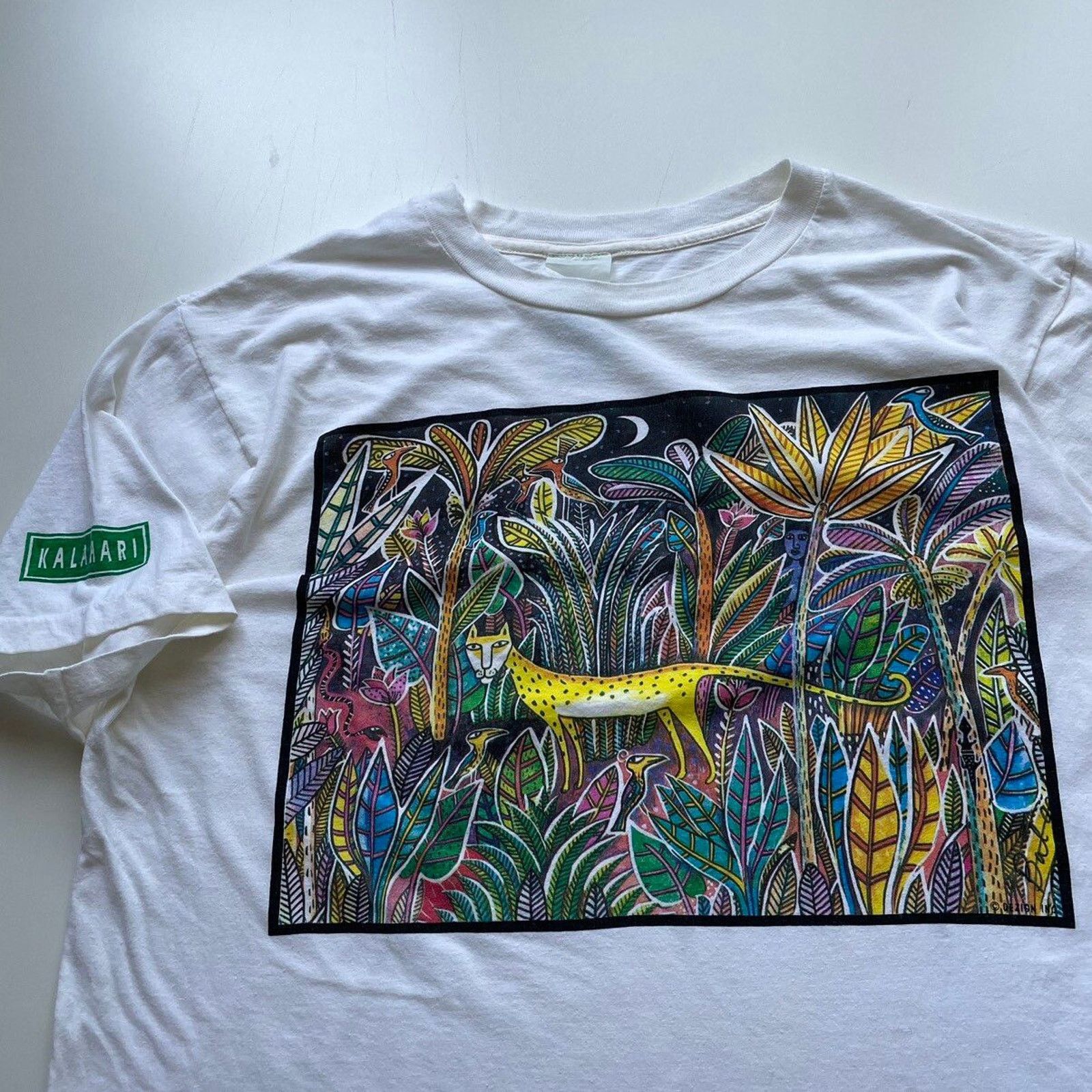 Vintage 90s Y2K Jungle Wildlife Nature Animal Art T Shirt XL