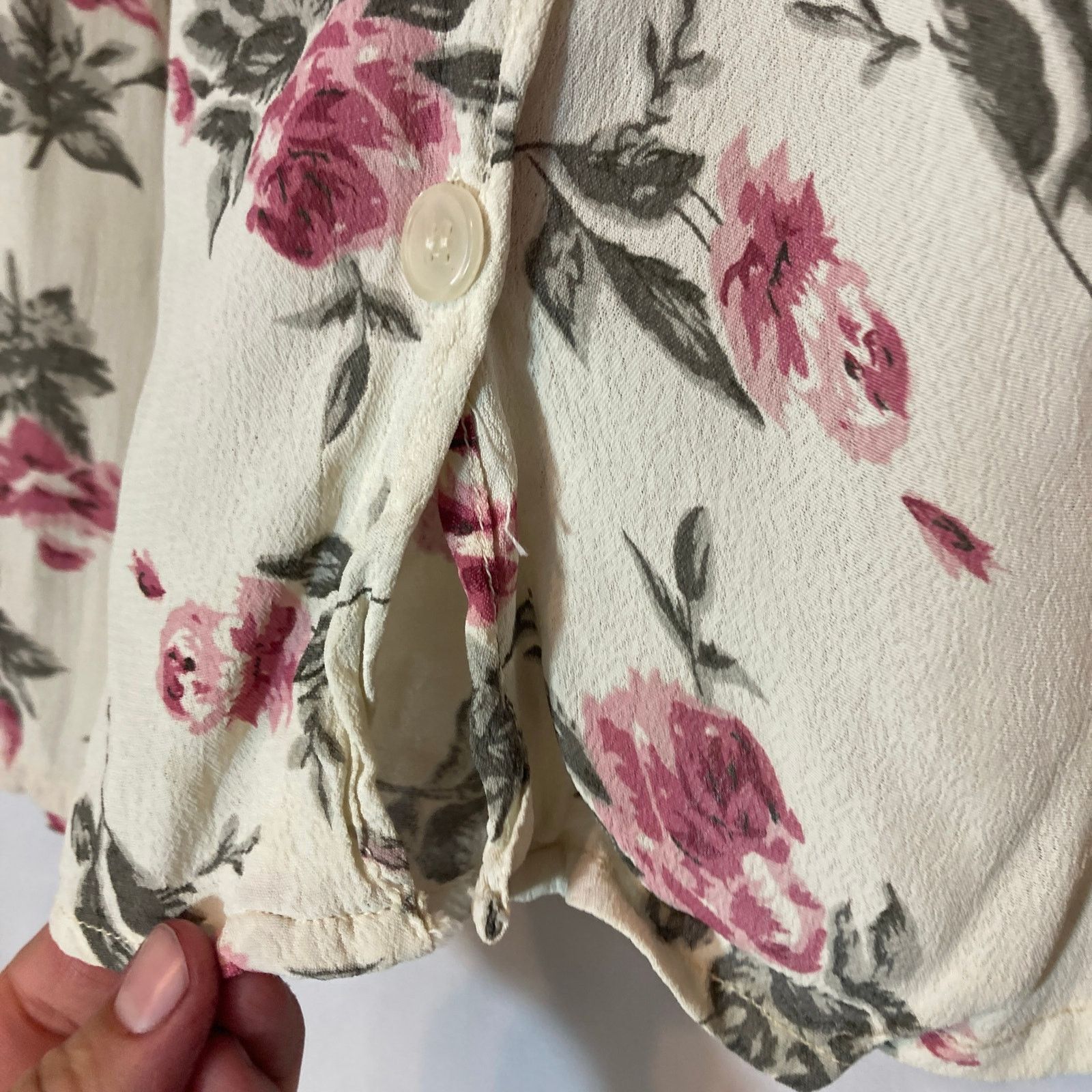 Other Tangibles Lightweight Ivory White Pink Green Floral Skirt Size 30" / US 8 / IT 44 - 3 Thumbnail
